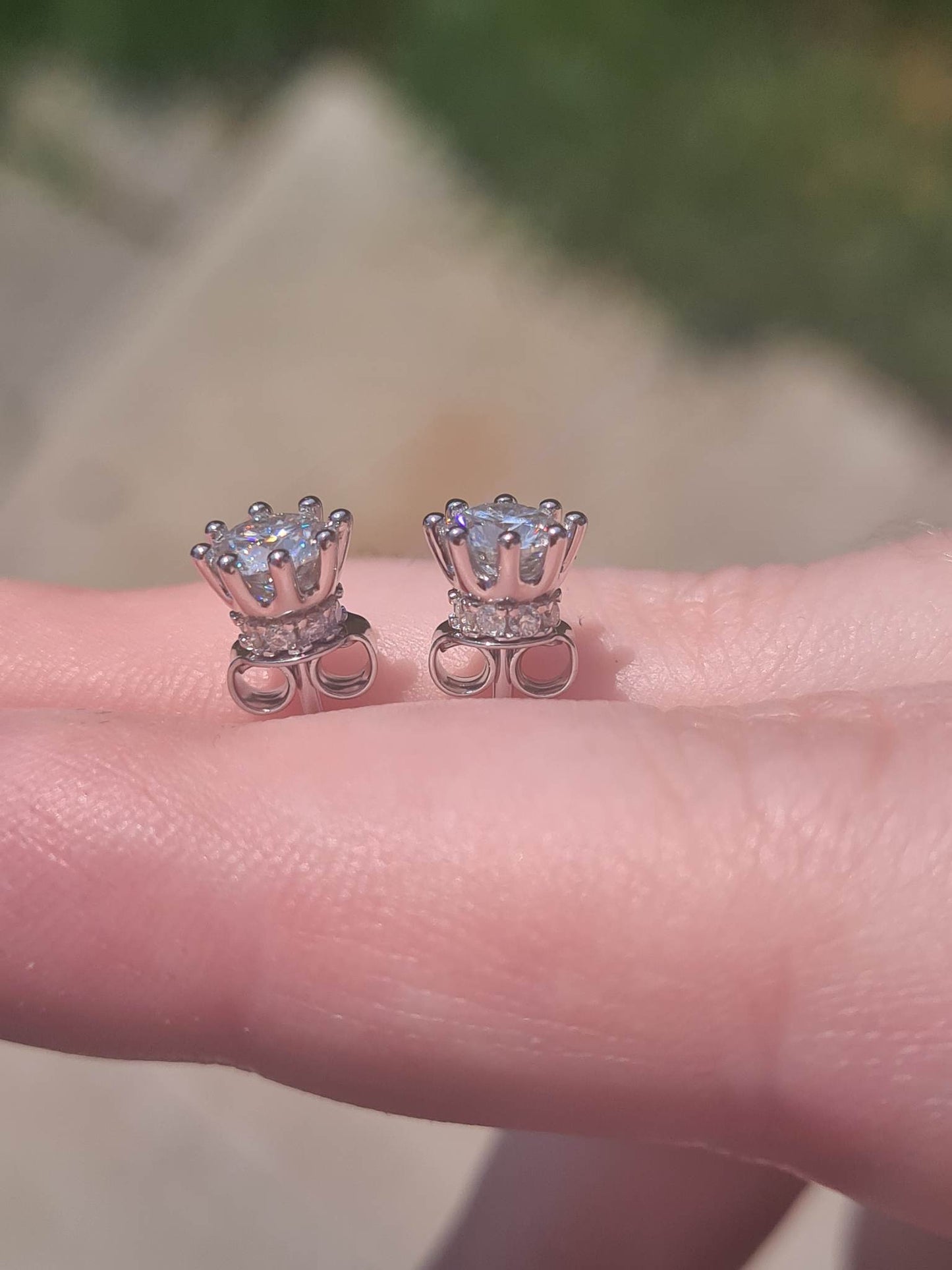 1.060ct Moissanite Halo Stud Earrings 925 Sterling Silver