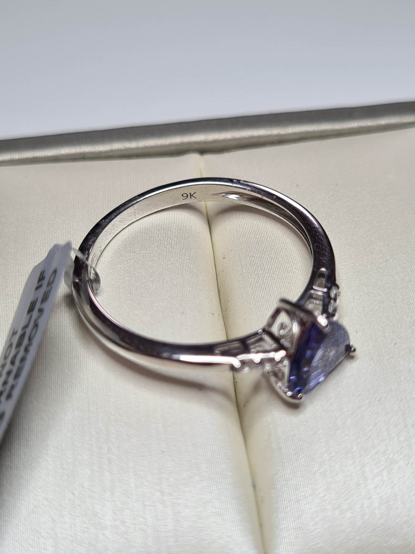 AA Tanzanite and Zircon Classic Solitaire Ring in 9K White Gold SIZE T
