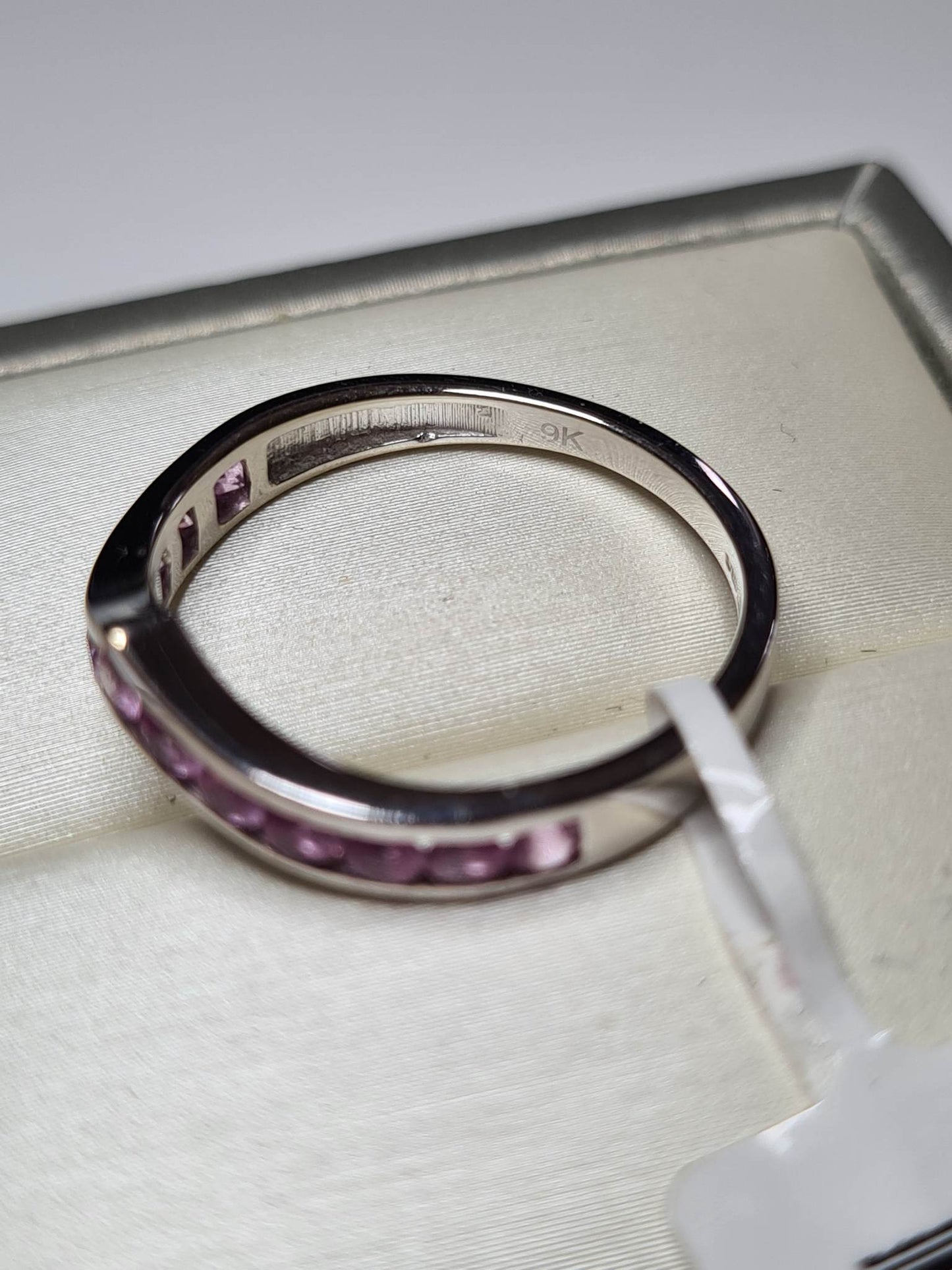 1.25 Ct AA Pink Sapphire Wishbone Ring in 9K White Gold SIZE T