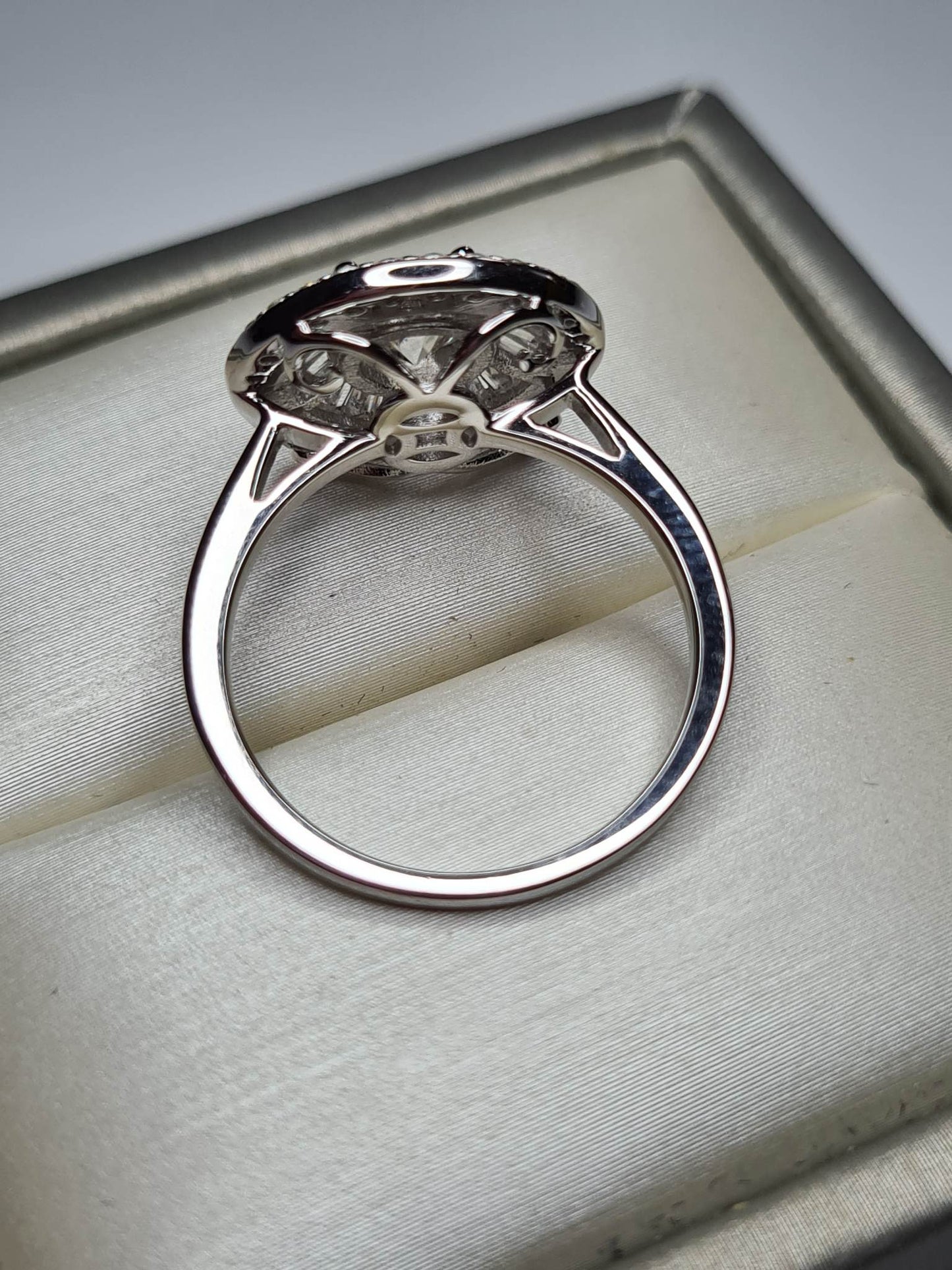 2.09ct Moissanite Halo Cocktail Style Ring 925 Sterling Silver SIZES N,O,P