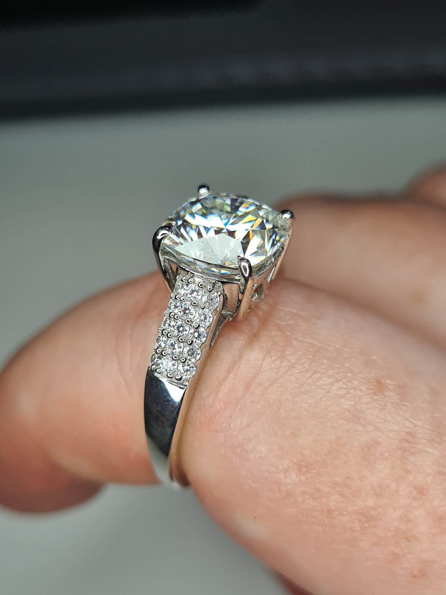 3.787ct Cushion Cut Moissanite Ring 925 sterling silver SIZE M