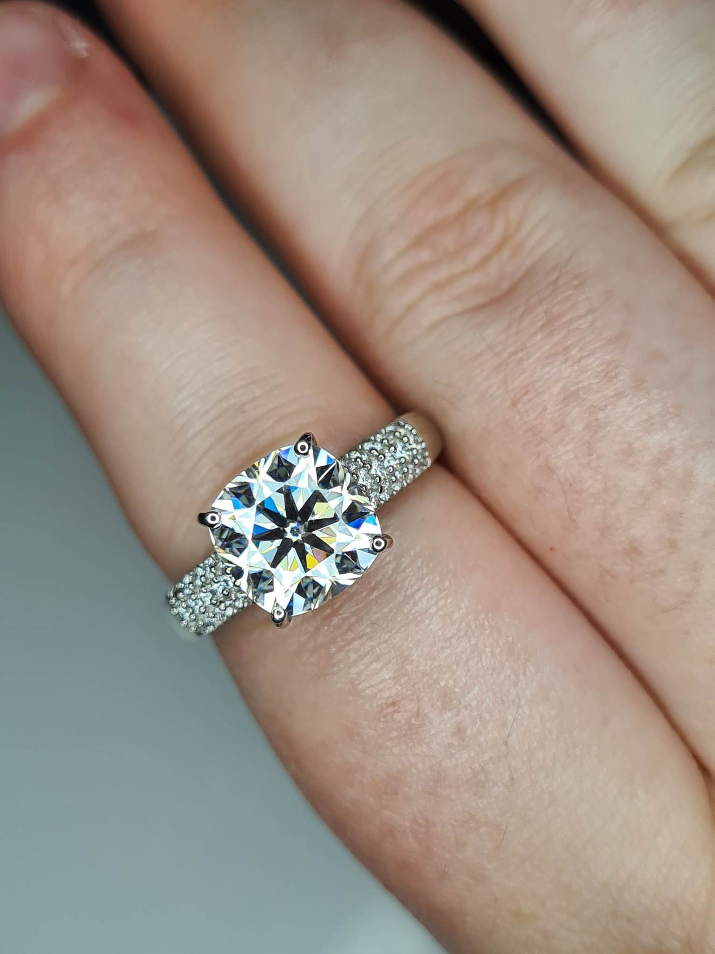 3.787ct Cushion Cut Moissanite Ring 925 sterling silver SIZE M