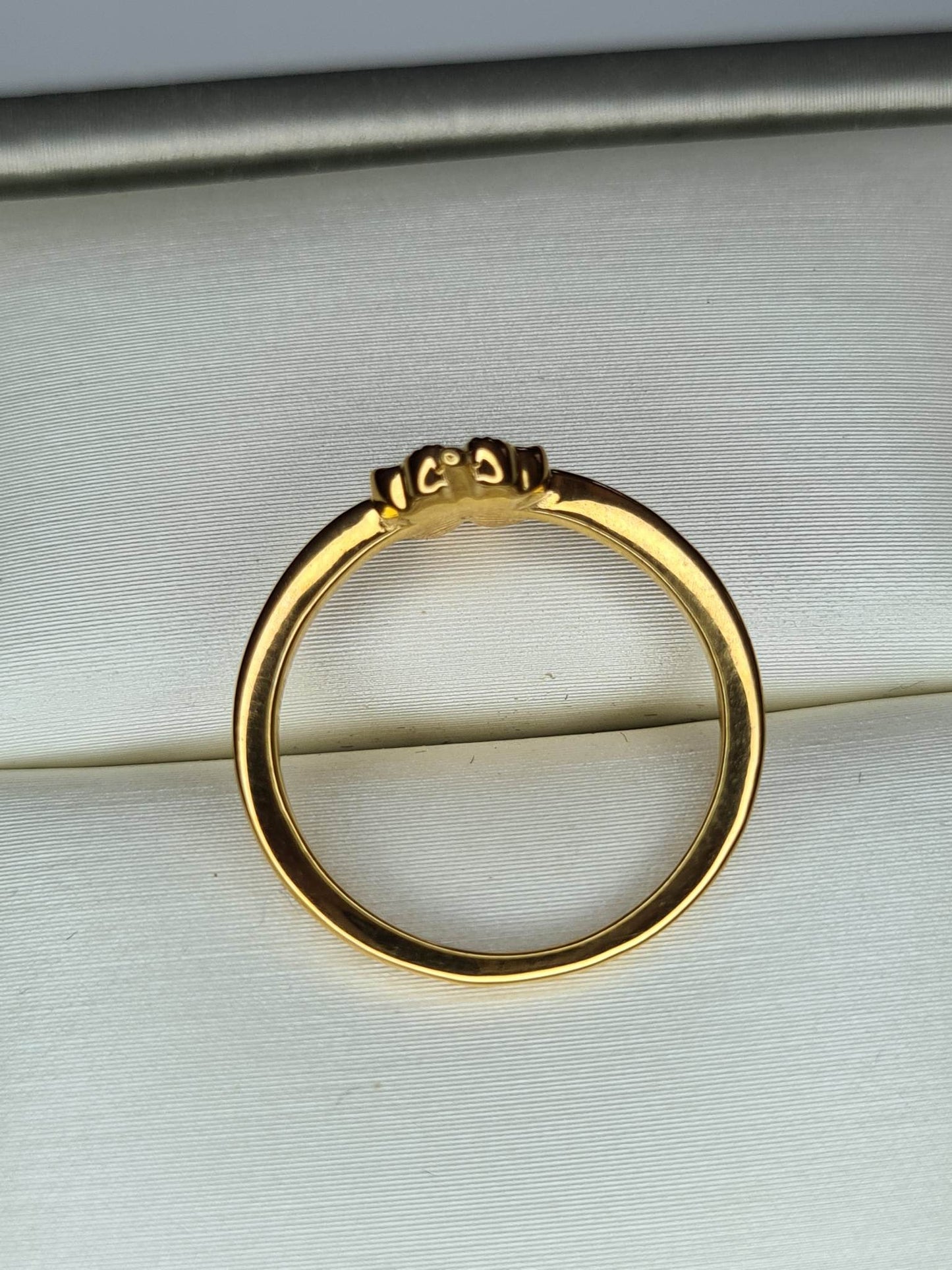 Diamond Floral Ring 925 Sterling Silver Gold Overlay SIZES I ,V