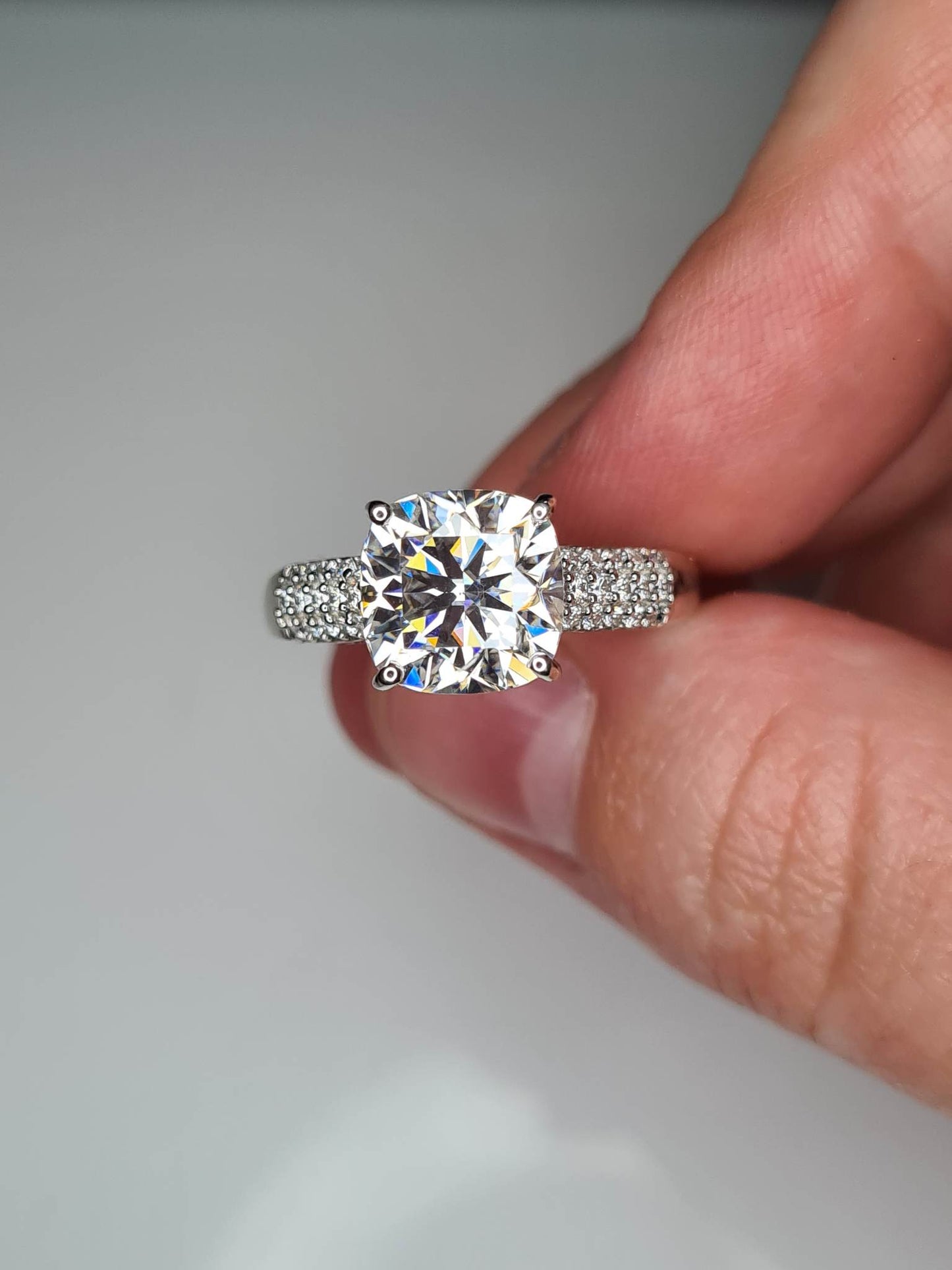 3.787ct Cushion Cut Moissanite Ring 925 sterling silver SIZE M