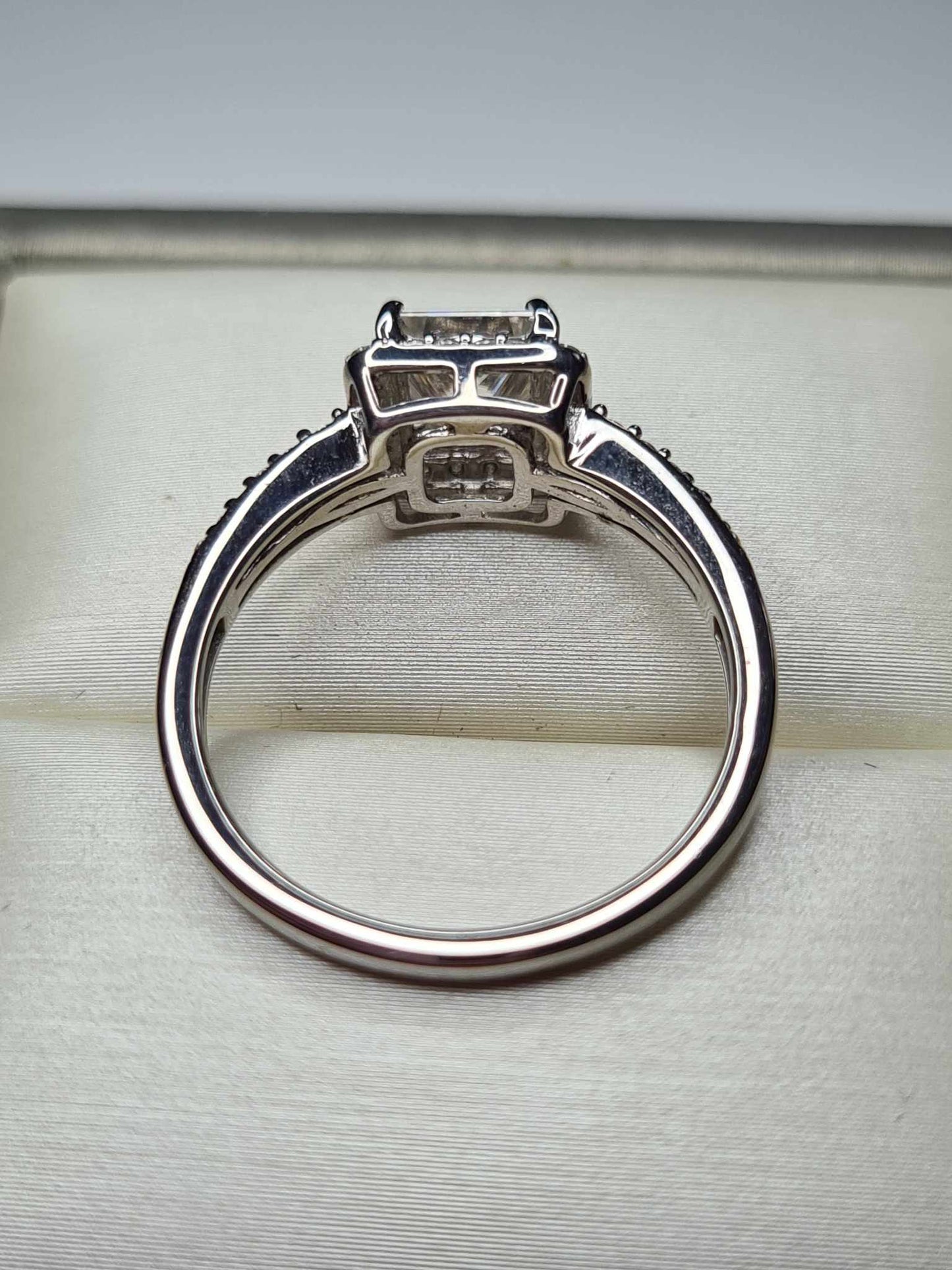 1.58ct Moissanite Square Cut Halo Ring 925 Sterling Silver SIZES N, P, R