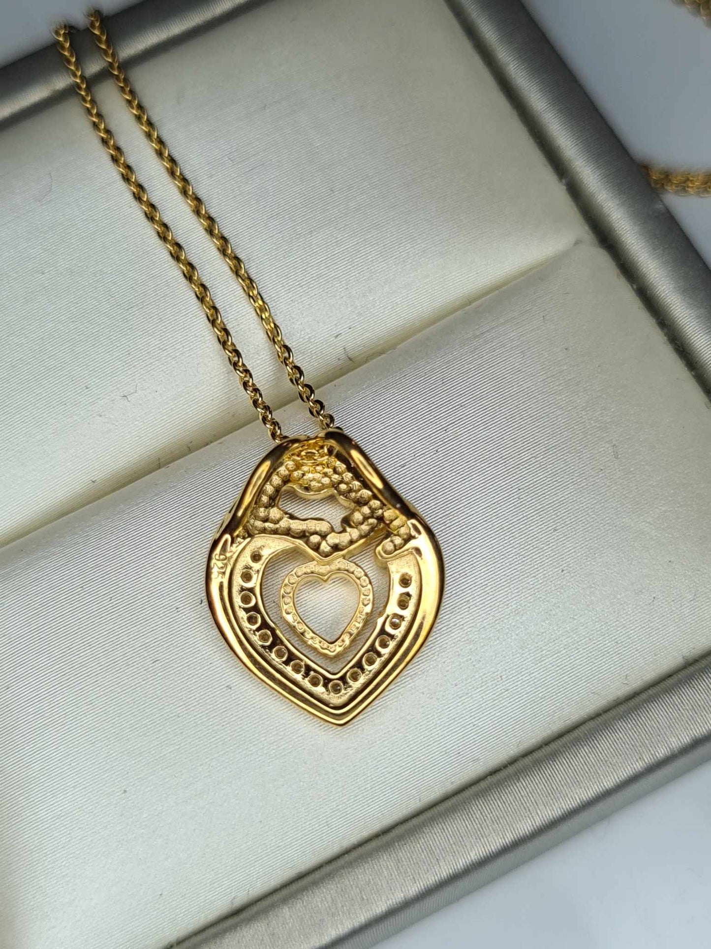 Moissanite Heart Mother Necklace 18k Gold Overlay Sterling Silver