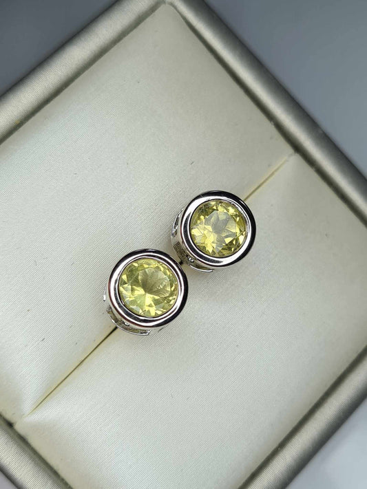 2.31ct Ouro Verde Quartz Solitaire Stud Earrings in Platinum Overlay Sterling Silver