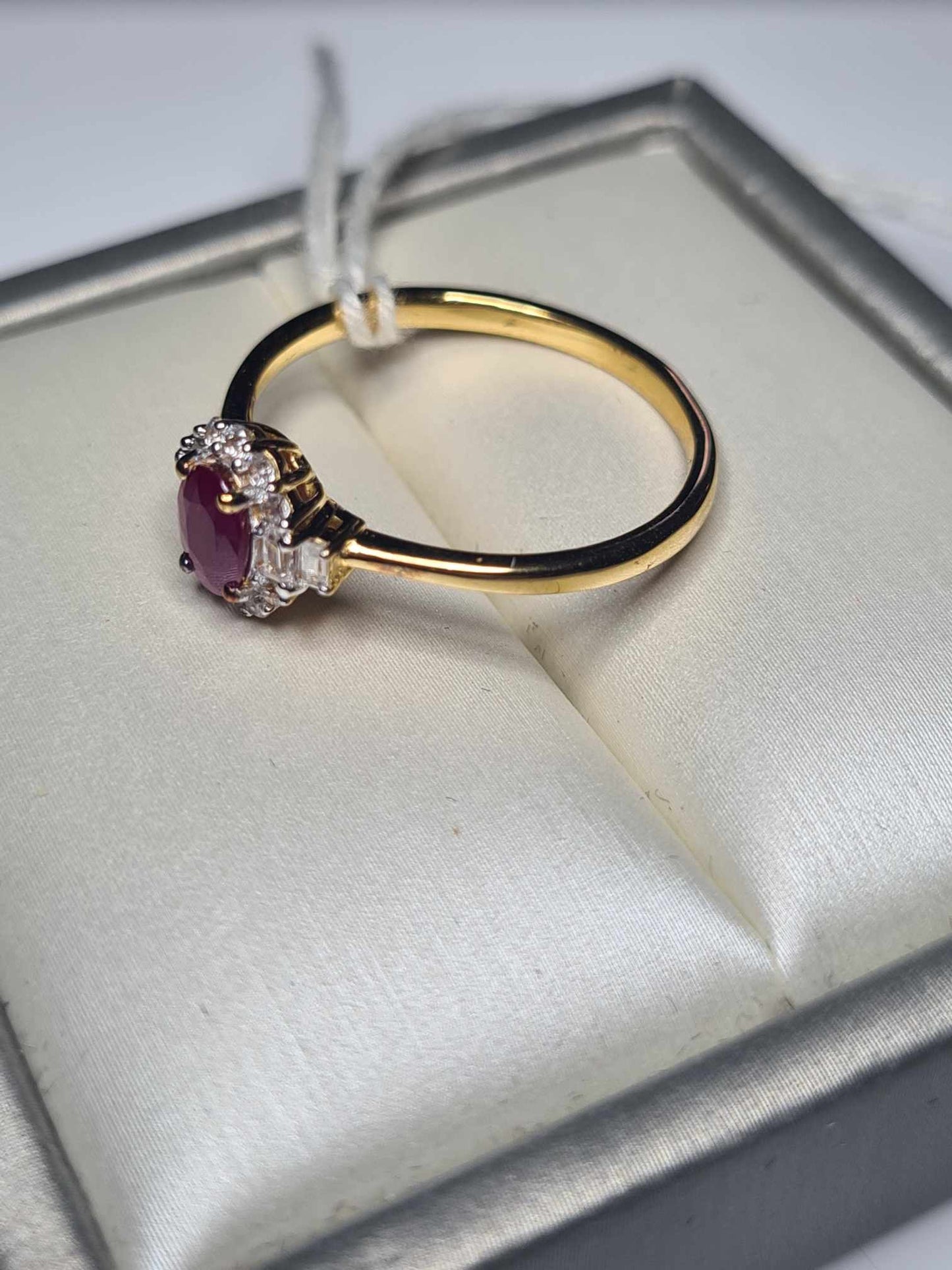 0.9ct Ruby and Natural Cambodian Zircon Ring in 18K Gold Overlay 925 Sterling Silver SIZE R
