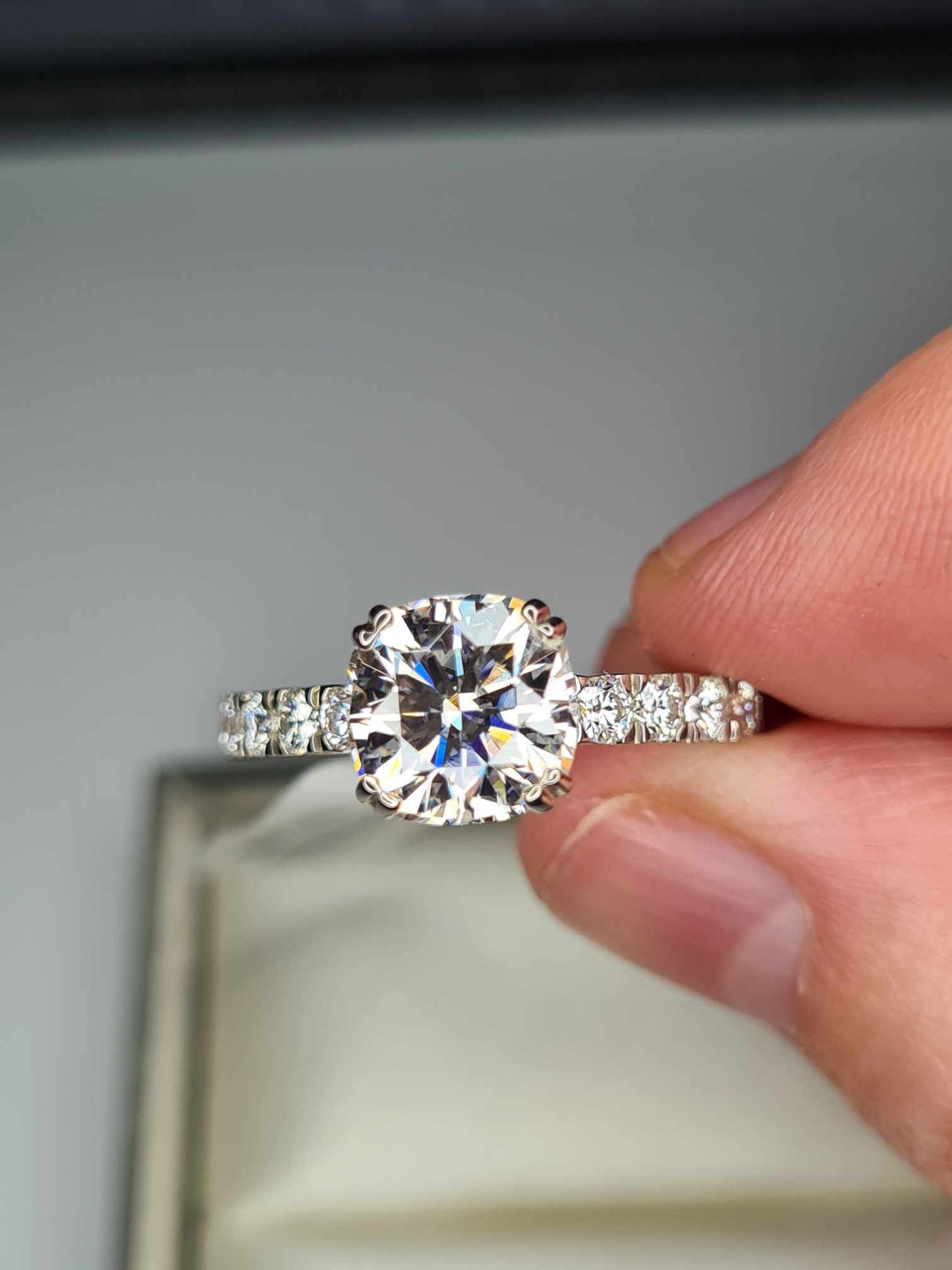 2.790ct Moissanite Ring in Rhodium Overlay Sterling Silver SIZE S