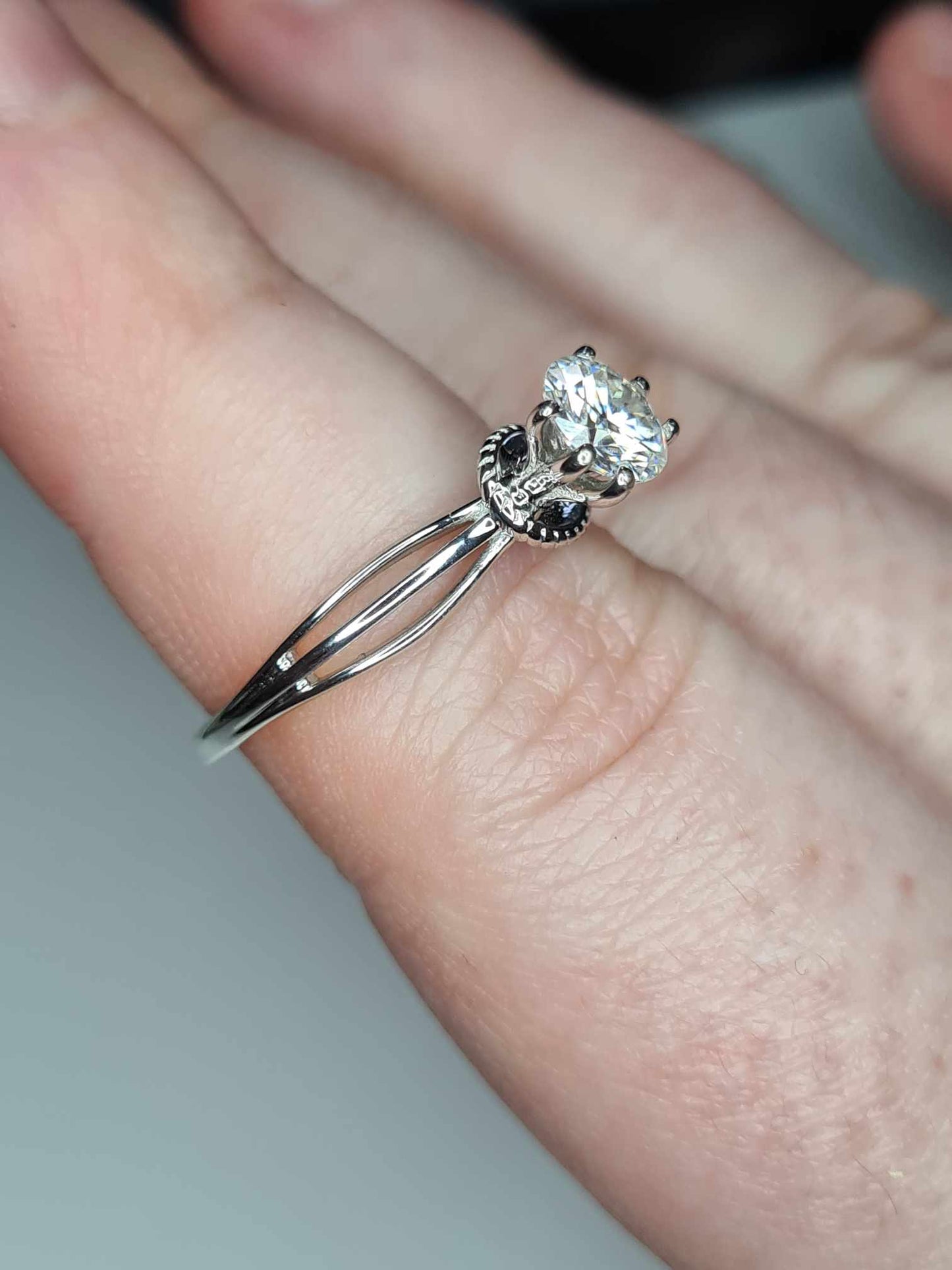 0.722ct. Moissanite Solitaire Ring 925 Sterling Silver Platinum Overlay SIZES L,M,S