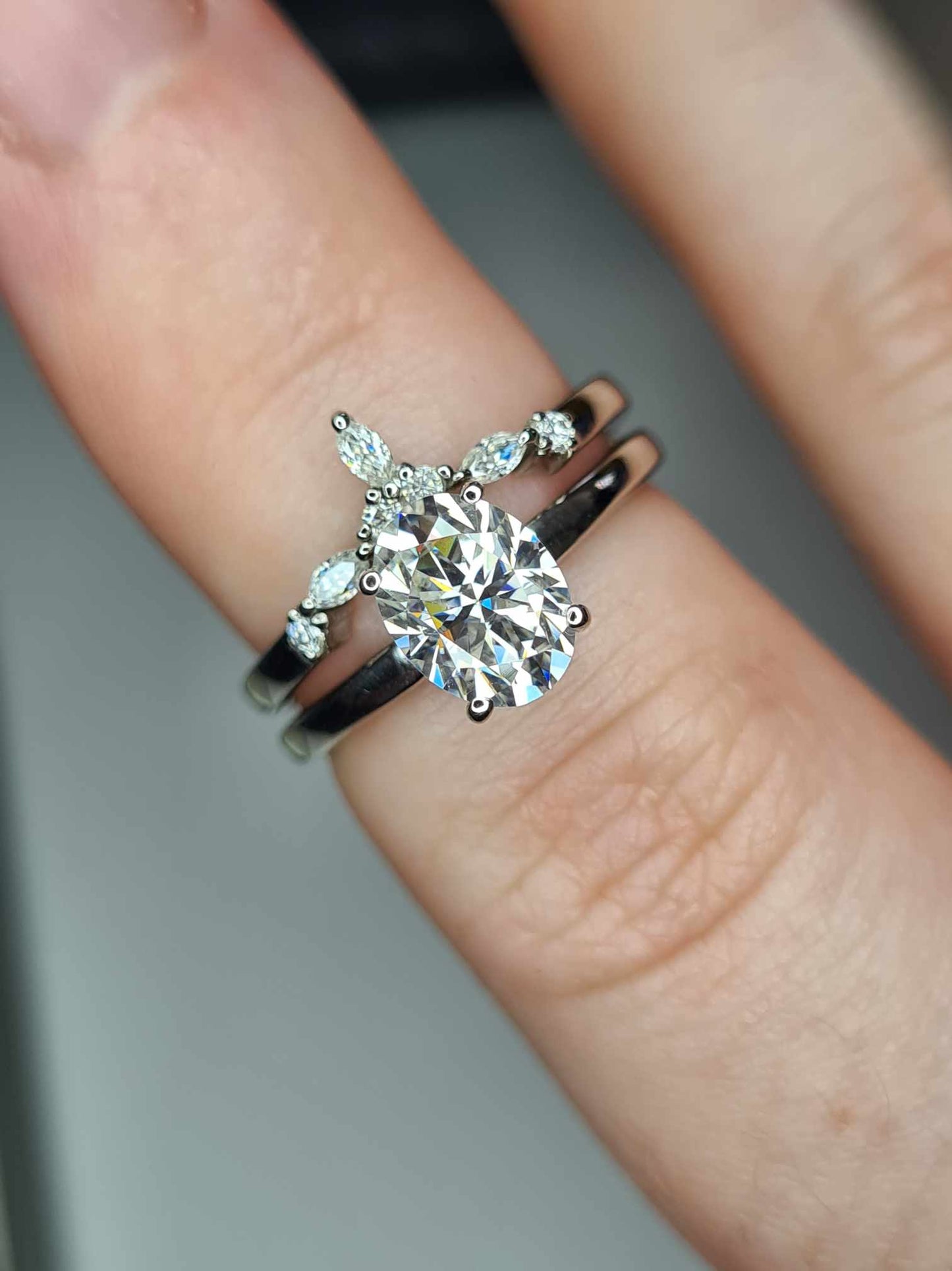 Set Of 2 Moissanite Engagement Rings 1.390ct 925 sterling silver SIZE K