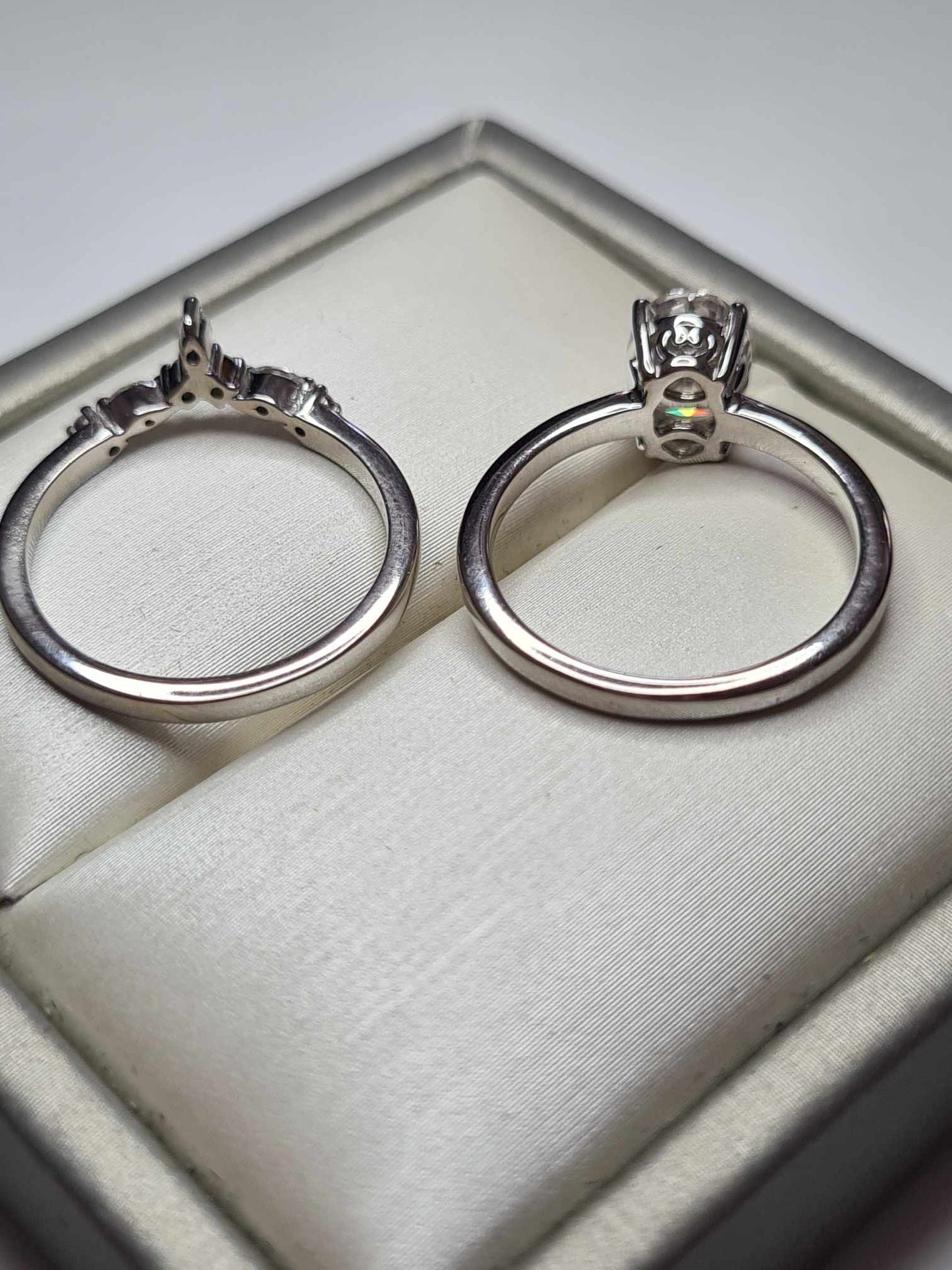 Set Of 2 Moissanite Engagement Rings 1.390ct 925 sterling silver SIZE K