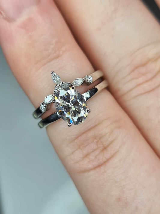 Set Of 2 Moissanite Engagement Rings 1.390ct 925 sterling silver SIZE K