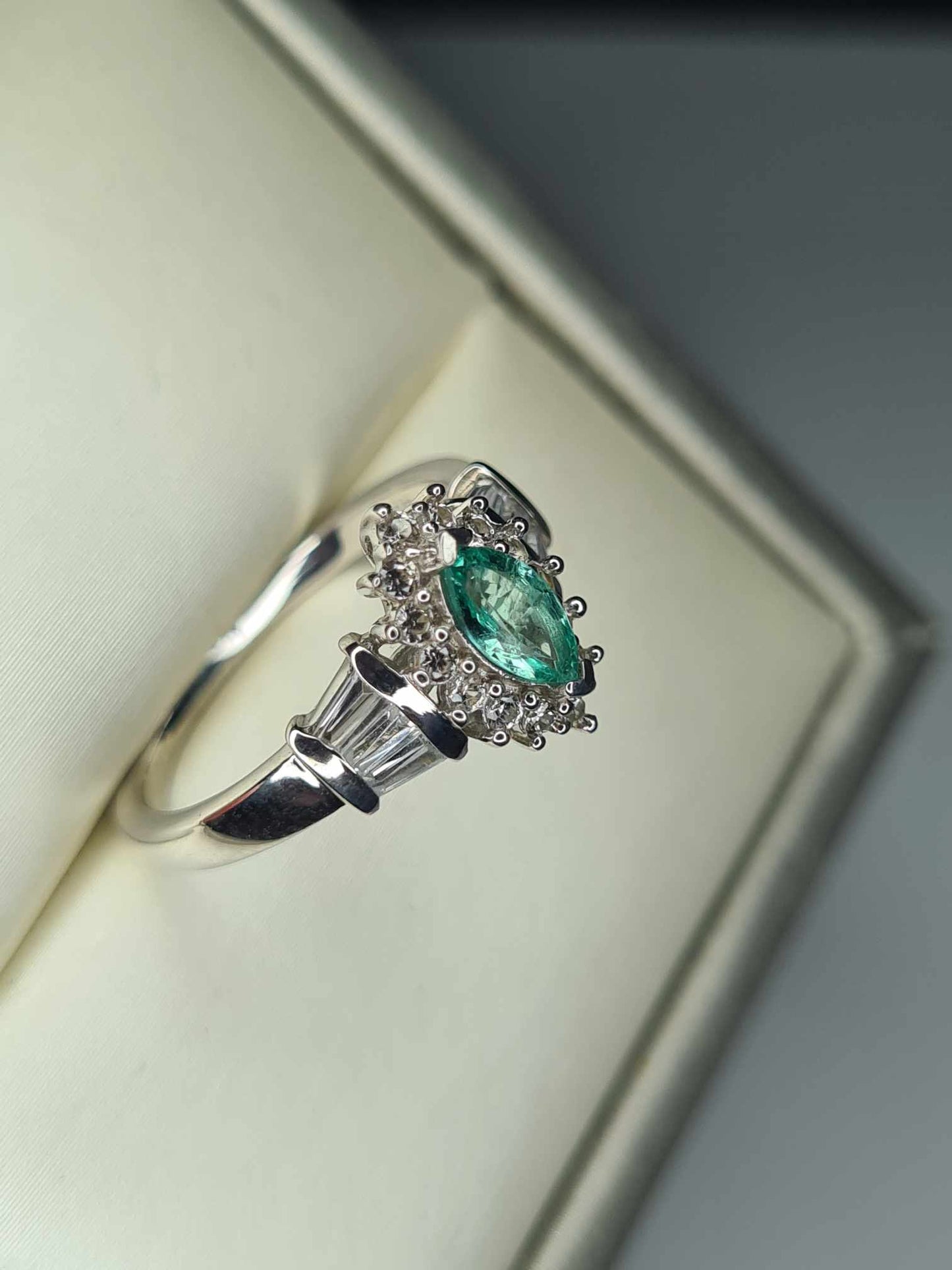 1.03ct AAA Gemfields Emerald and Natural Zircon Ring in Platinum Overlay Sterling Silver SIZES L, R
