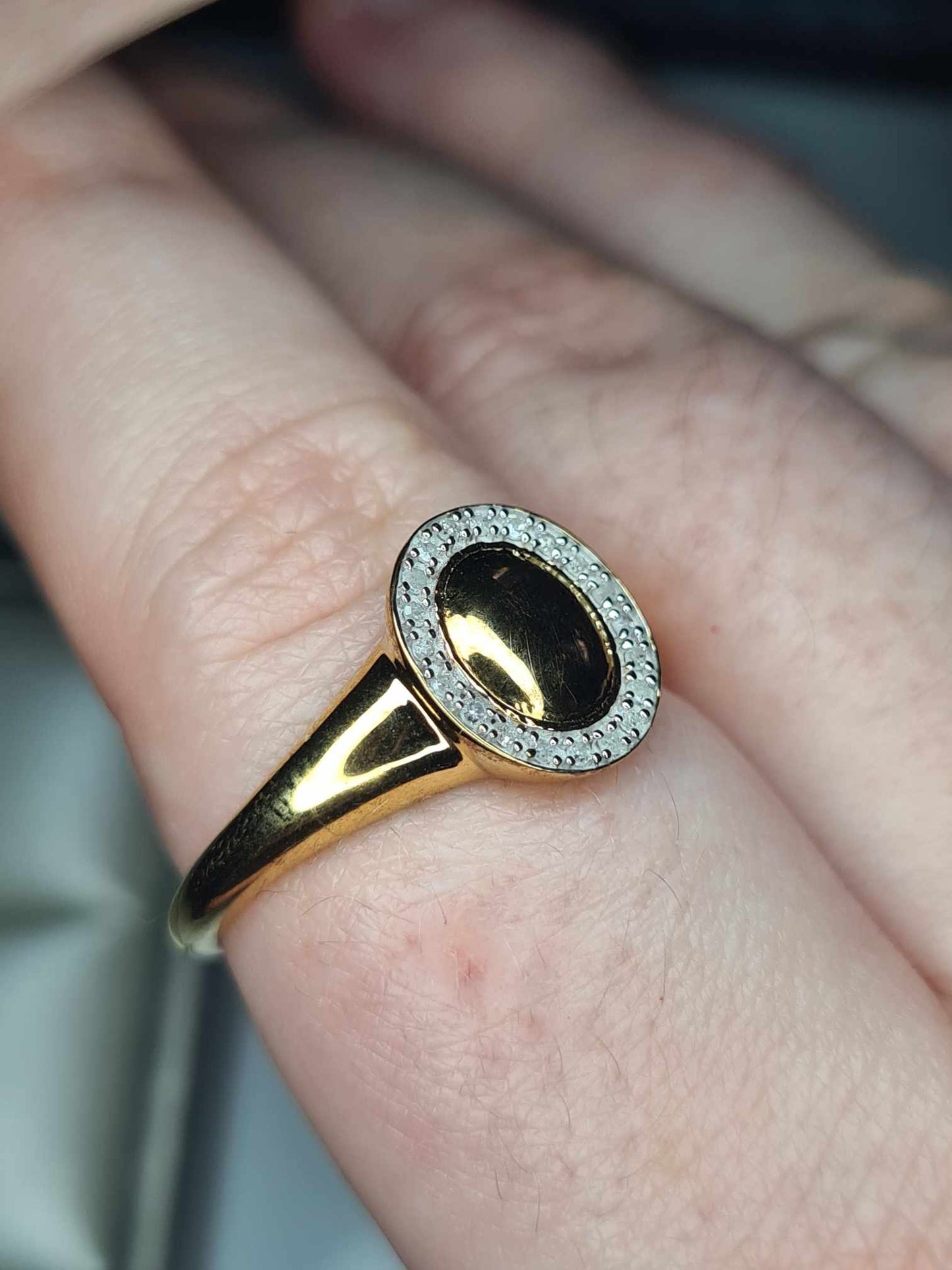 Men's Natural Diamond Halo Ring Yellow Gold Overlay 925 Sterling Silver SIZE V