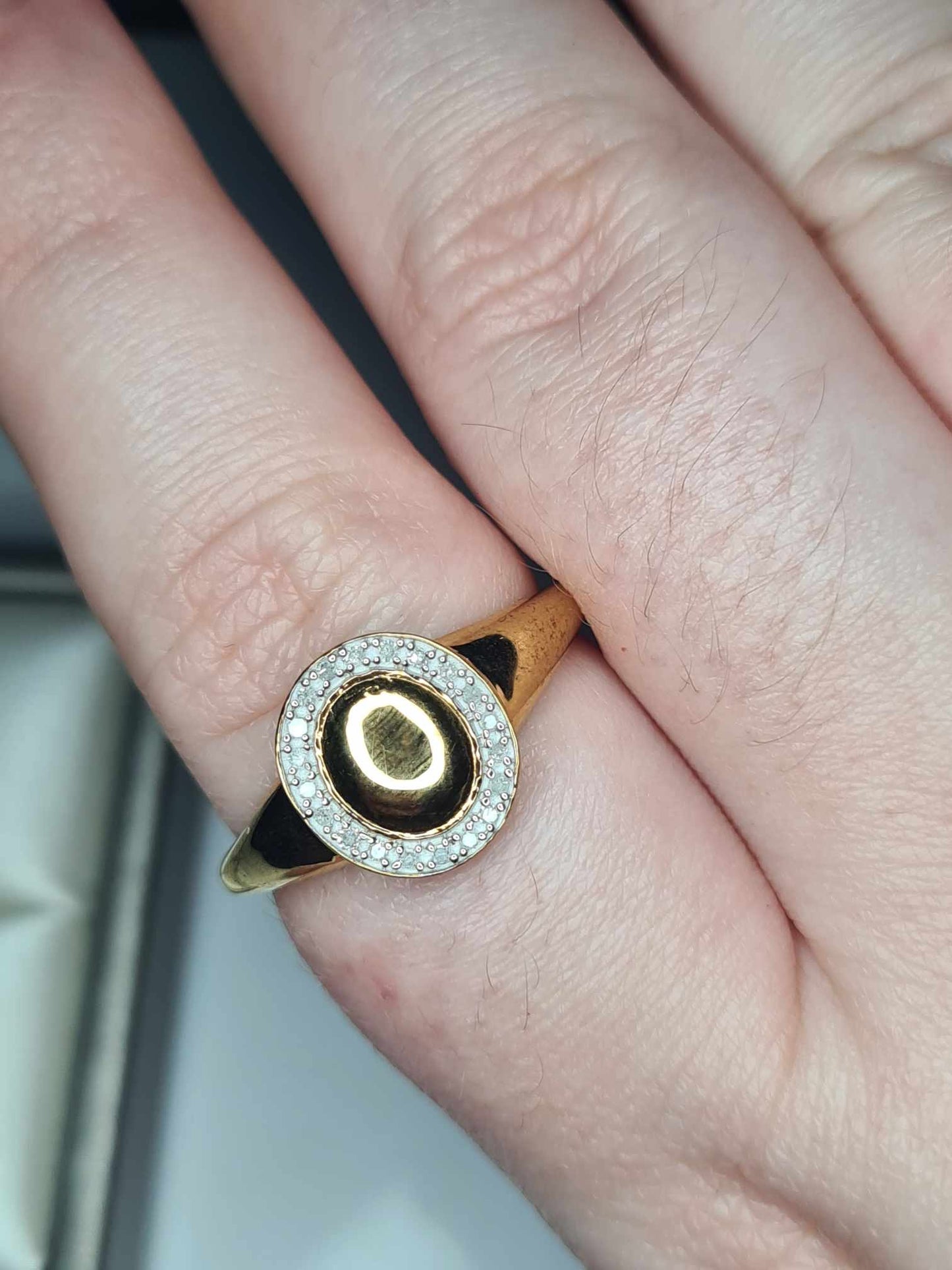 Men's Natural Diamond Halo Ring Yellow Gold Overlay 925 Sterling Silver SIZE V