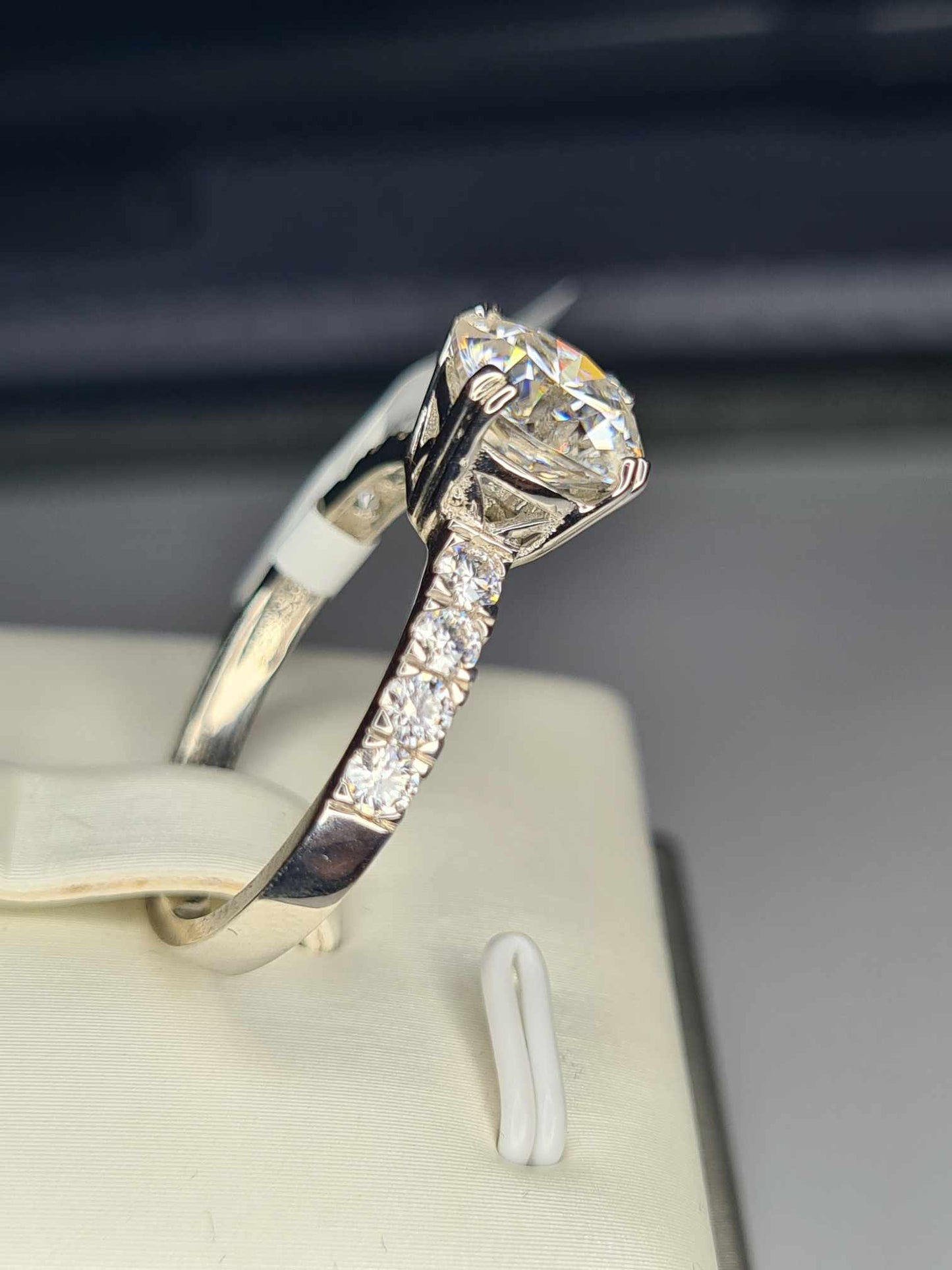 2.790ct Moissanite Ring in Rhodium Overlay Sterling Silver SIZE S