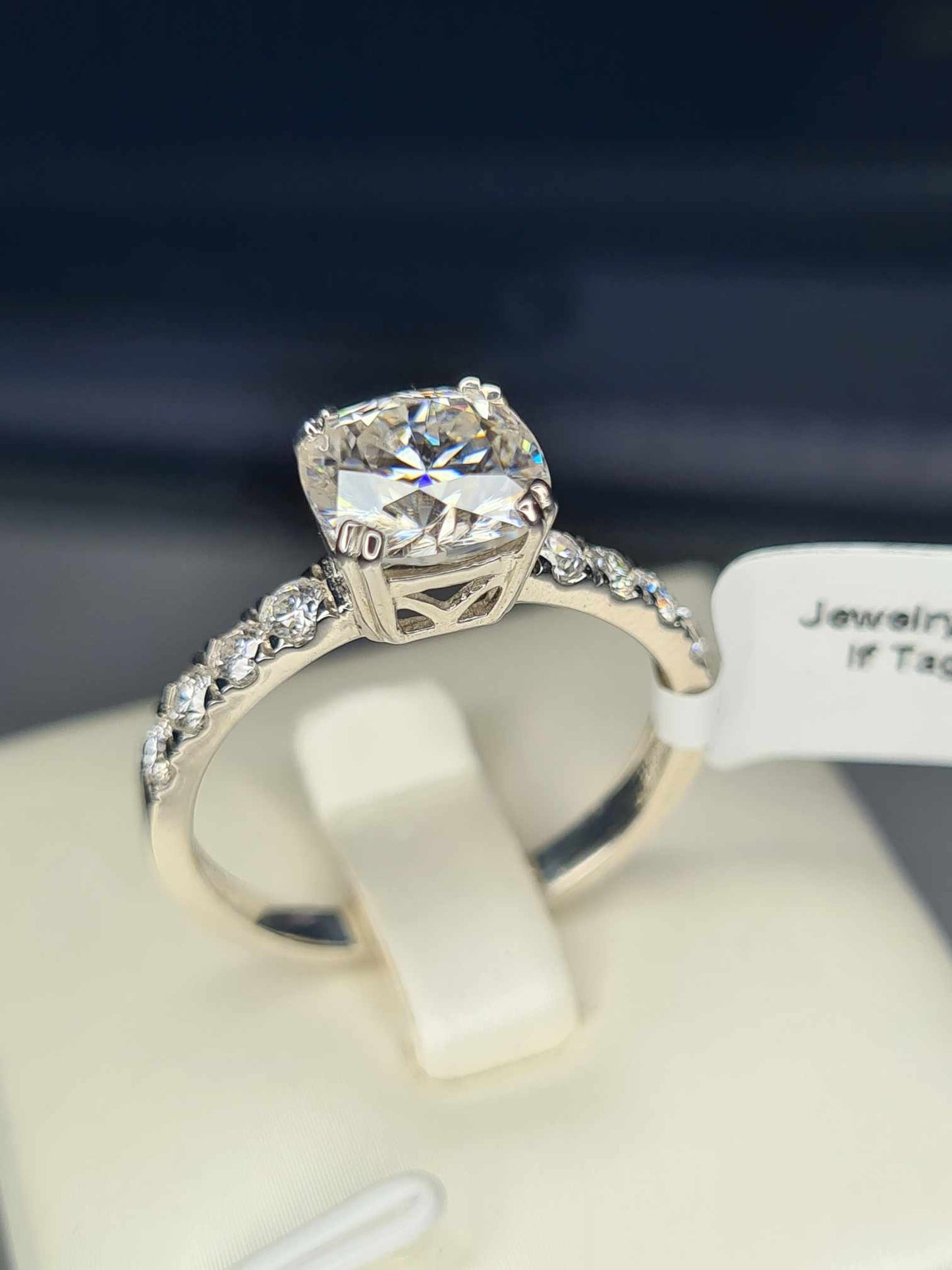 2.790ct Moissanite Ring in Rhodium Overlay Sterling Silver SIZE S