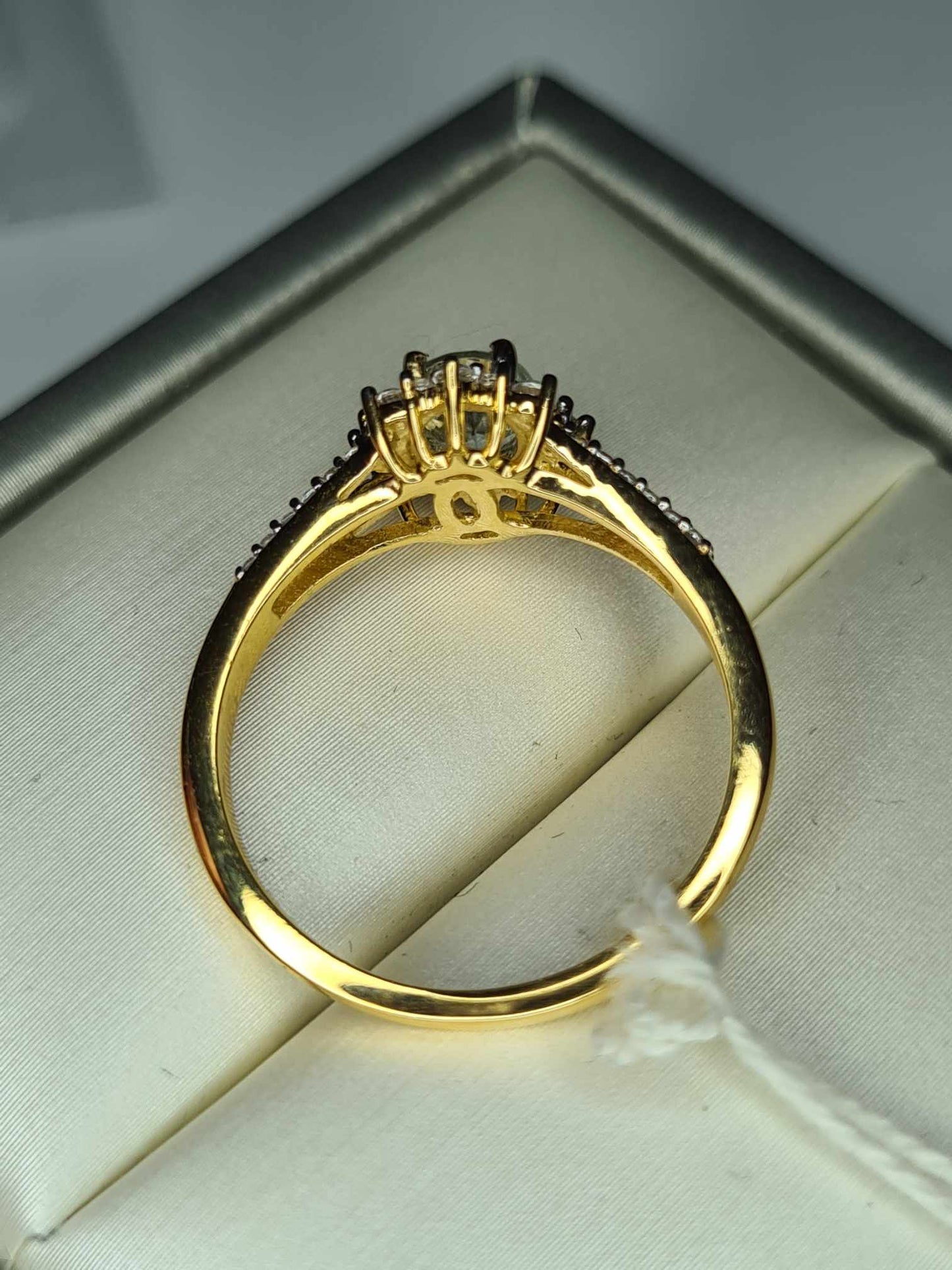 1.10ct Santo Aquamarine & Natural Zircon Ring in 18K Gold Overlay 925 Sterling Silver SIZE R