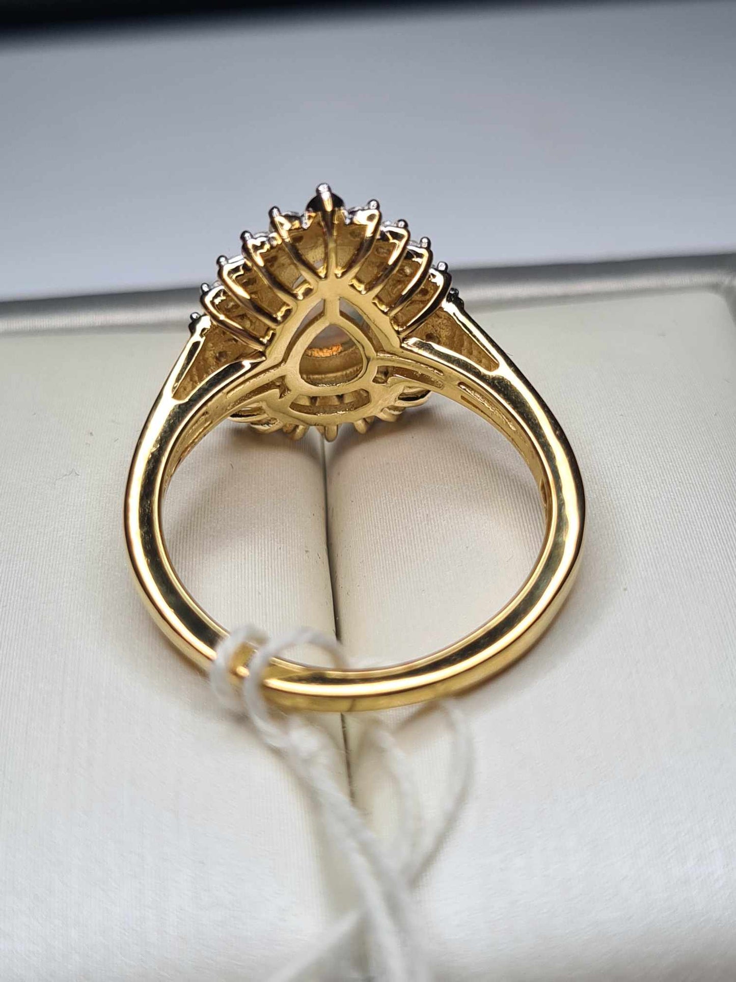 1.92ct Ethiopian Welo Opal and Natural Zircon Ring in 18K Yellow Gold Overlay 925 Sterling Silver SIZE P