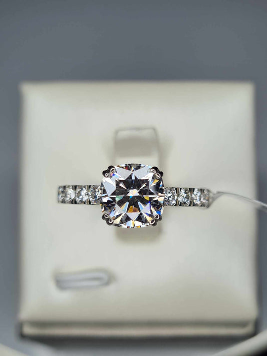 2.790ct Moissanite Ring in Rhodium Overlay Sterling Silver SIZE S
