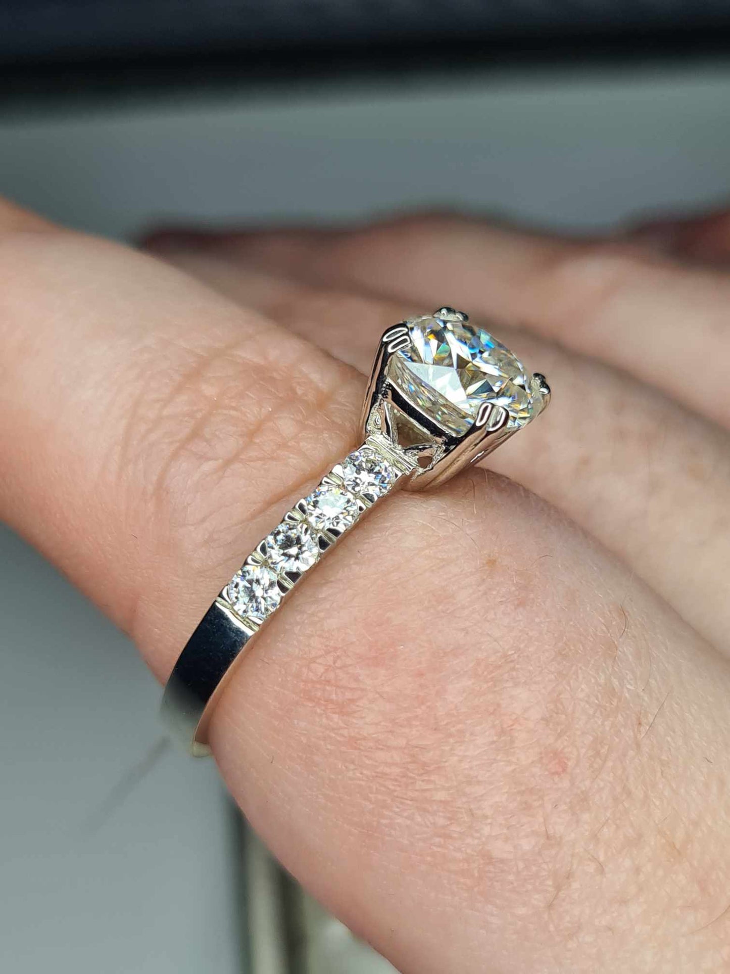 2.790ct Moissanite Ring in Rhodium Overlay Sterling Silver SIZE S