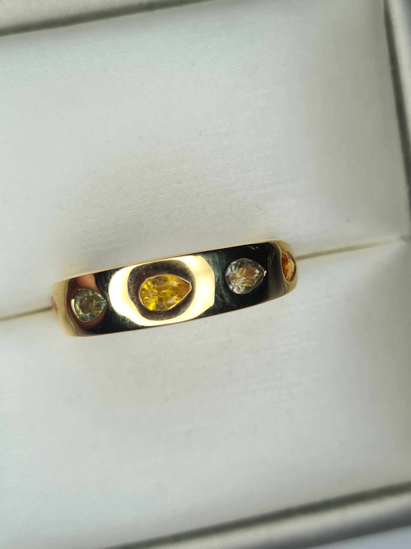 1.08ct Sapphire Band Ring in Yellow Gold Overlay 925 Sterling Silver SIZE K