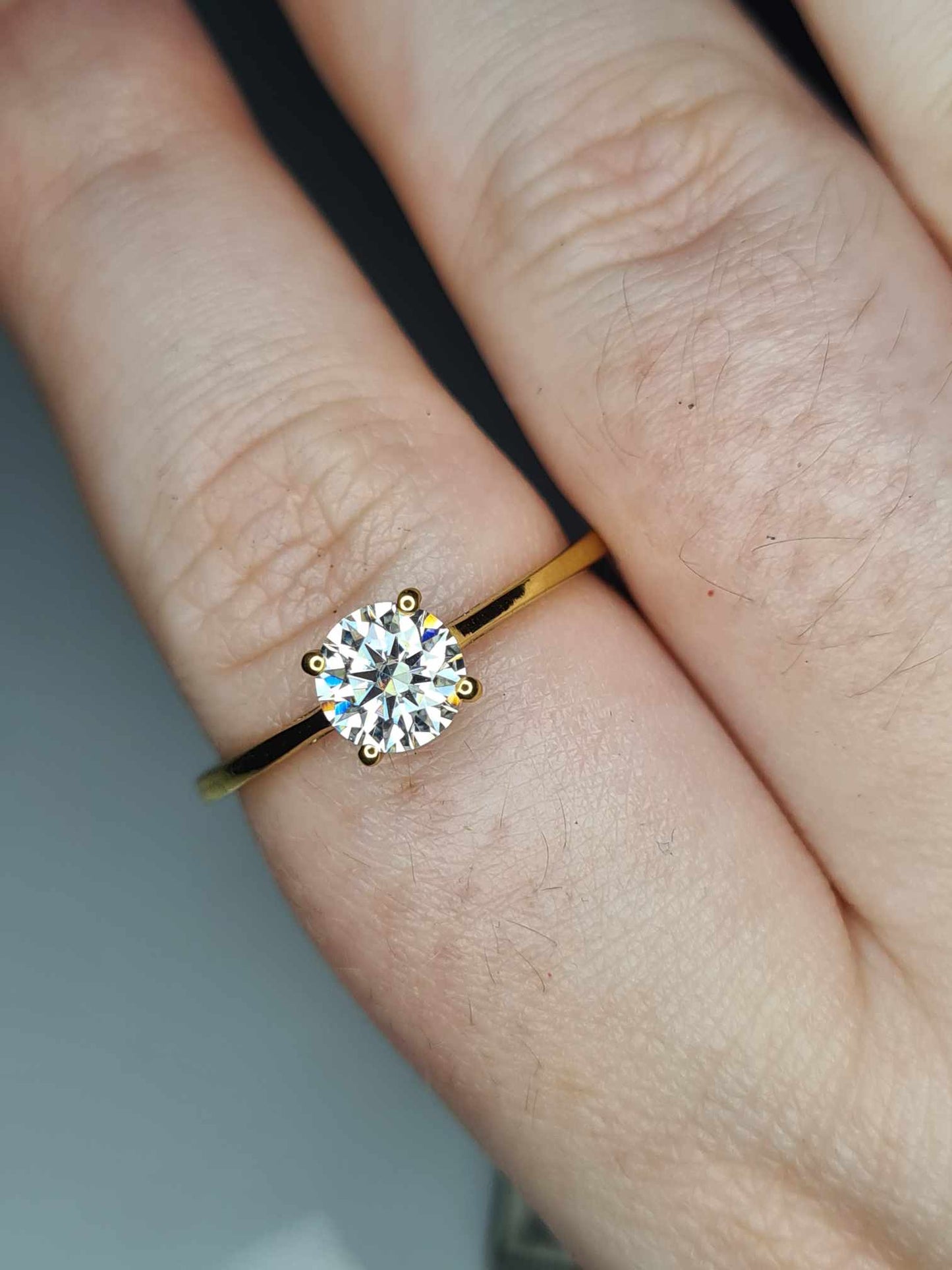 1ct Moissanite Solitaire Ring 14k Gold Overlay 925 Sterling Silver SIZE V