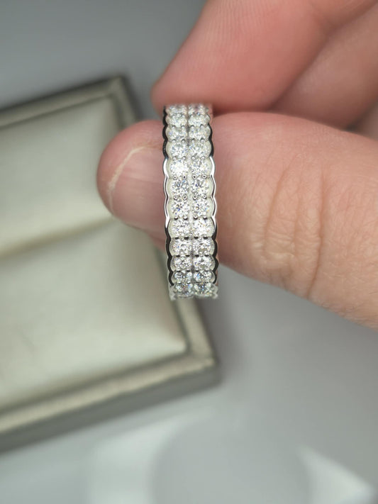 2ct Moissanite Eternity Ring in Rhodium 925 Sterling Silver SIZE T