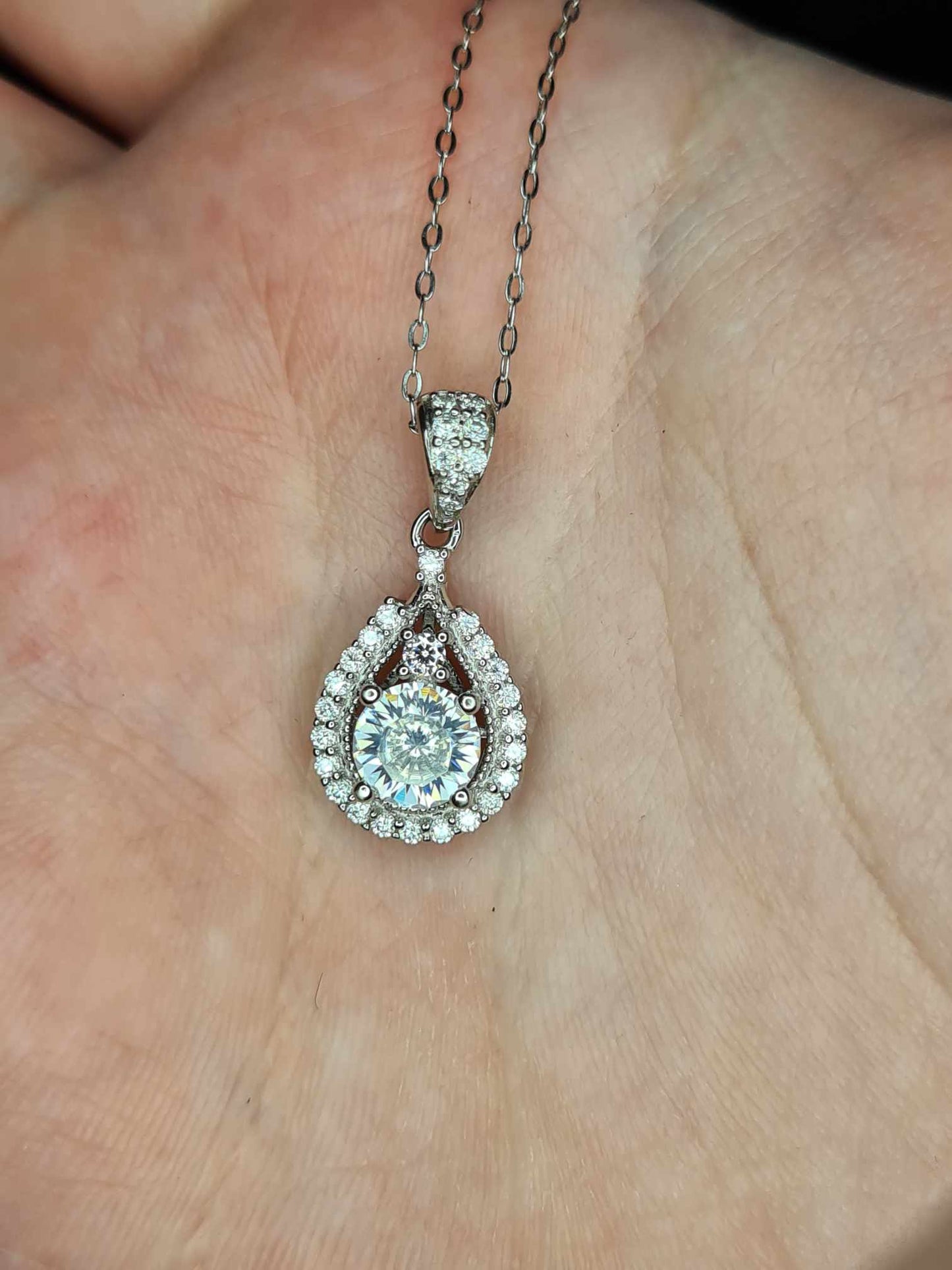 1.08ct Moissanite Necklace in Rhodium Overlay 925 Sterling Silver