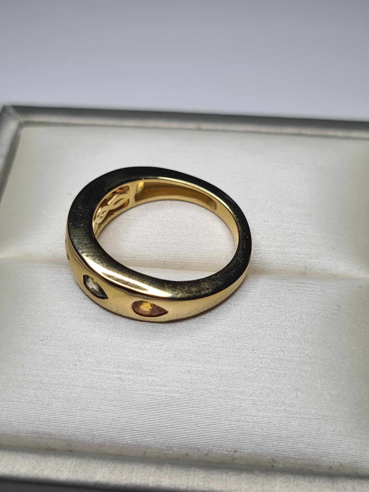 1.08ct Sapphire Band Ring in Yellow Gold Overlay 925 Sterling Silver SIZE K