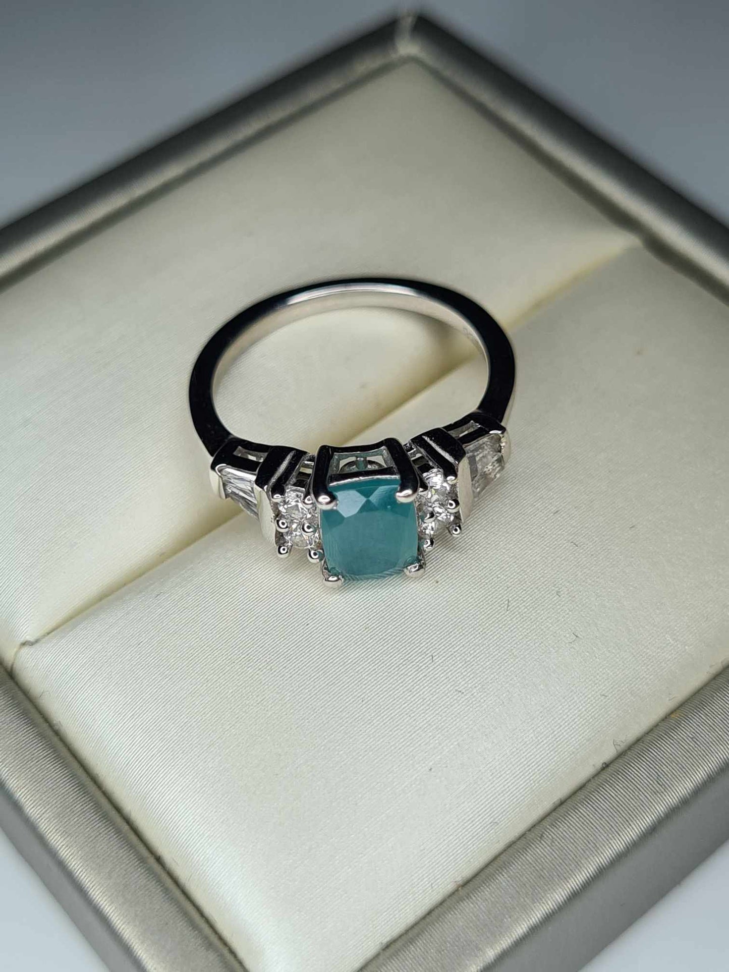 1.52ct Grandidierite and Natural Zircon Ring in Platinum Overlay 925 Sterling Silver SIZE J