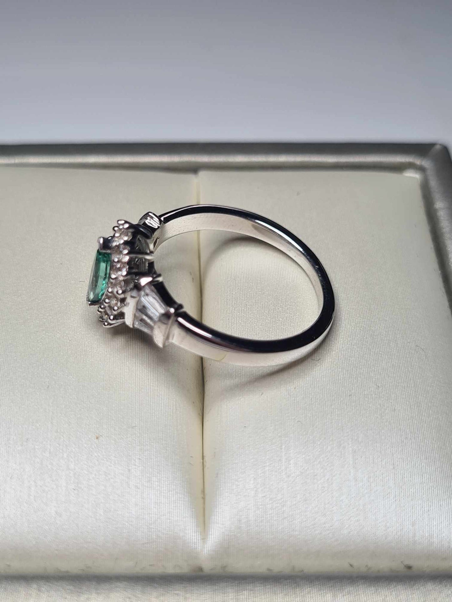 1.03ct AAA Gemfields Emerald and Natural Zircon Ring in Platinum Overlay Sterling Silver SIZES L, R