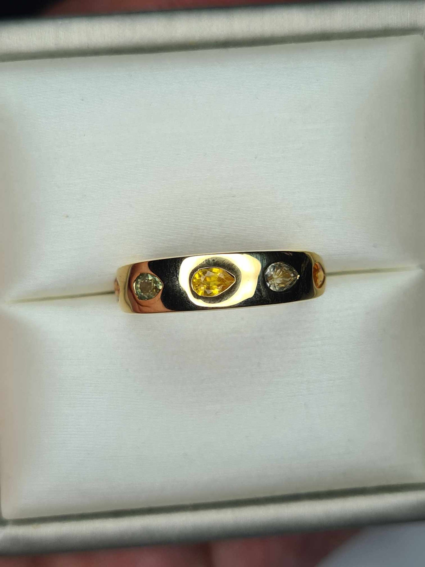 1.08ct Sapphire Band Ring in Yellow Gold Overlay 925 Sterling Silver SIZE K
