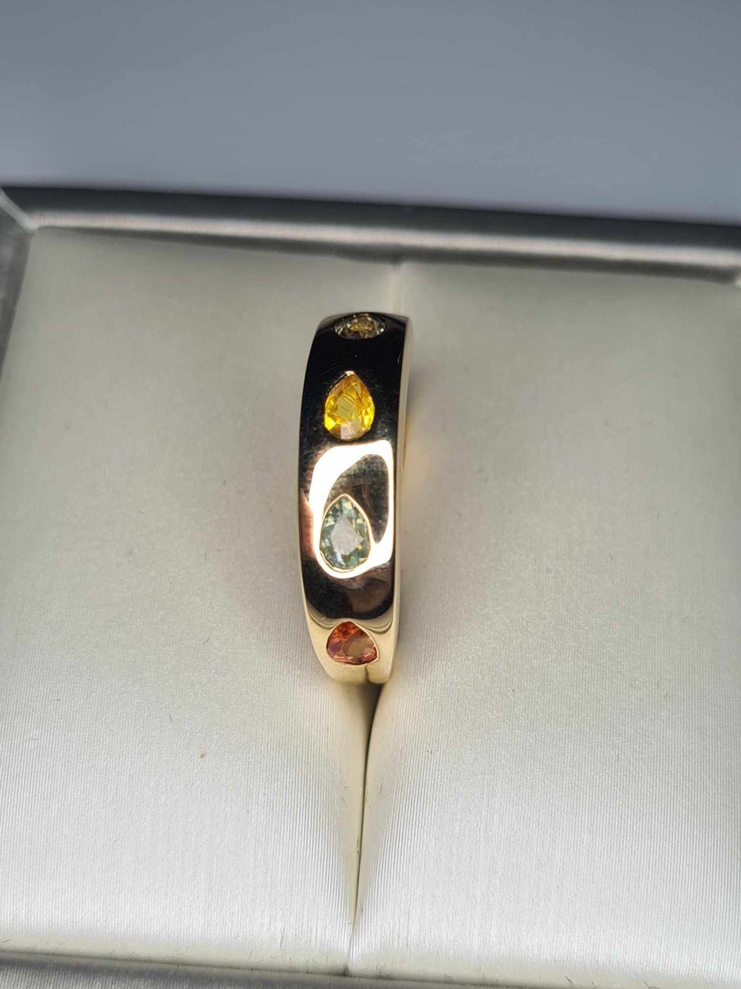 1.08ct Sapphire Band Ring in Yellow Gold Overlay 925 Sterling Silver SIZE K