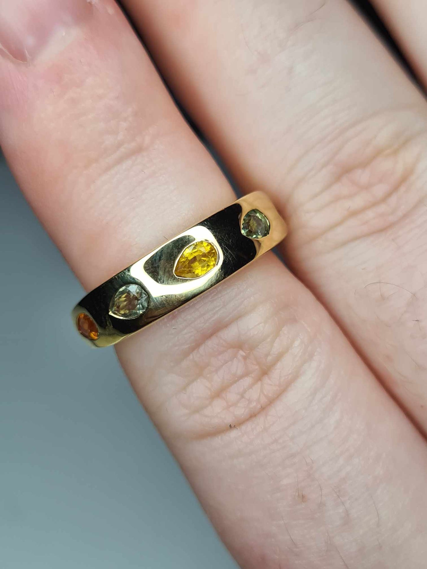 1.08ct Sapphire Band Ring in Yellow Gold Overlay 925 Sterling Silver SIZE K