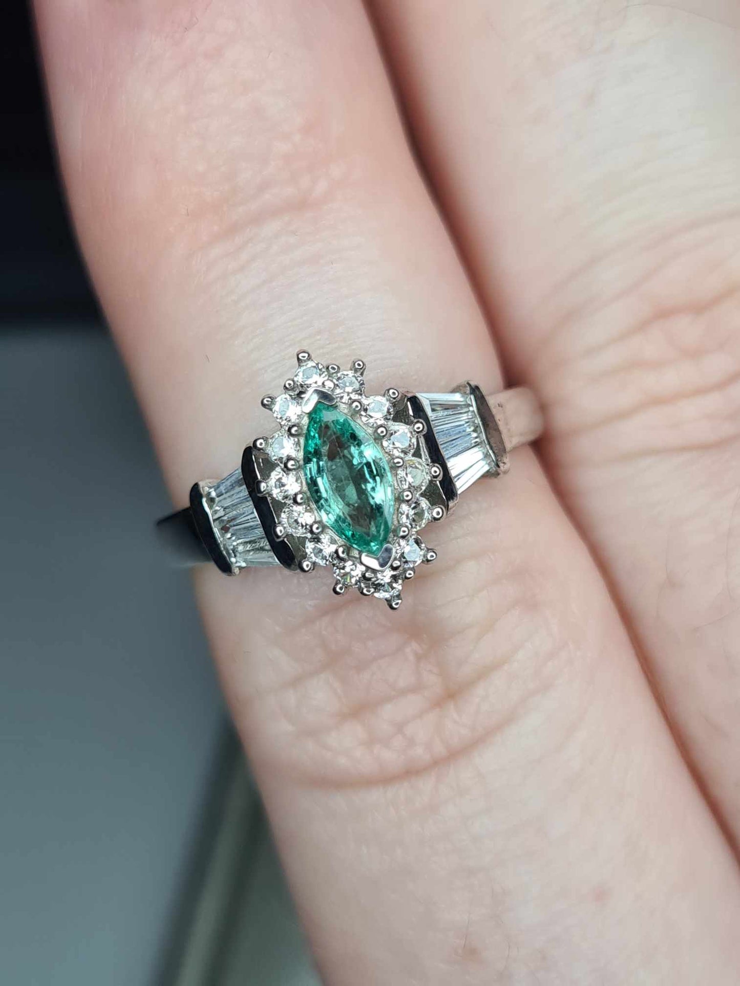 1.03ct AAA Gemfields Emerald and Natural Zircon Ring in Platinum Overlay Sterling Silver SIZES L, R