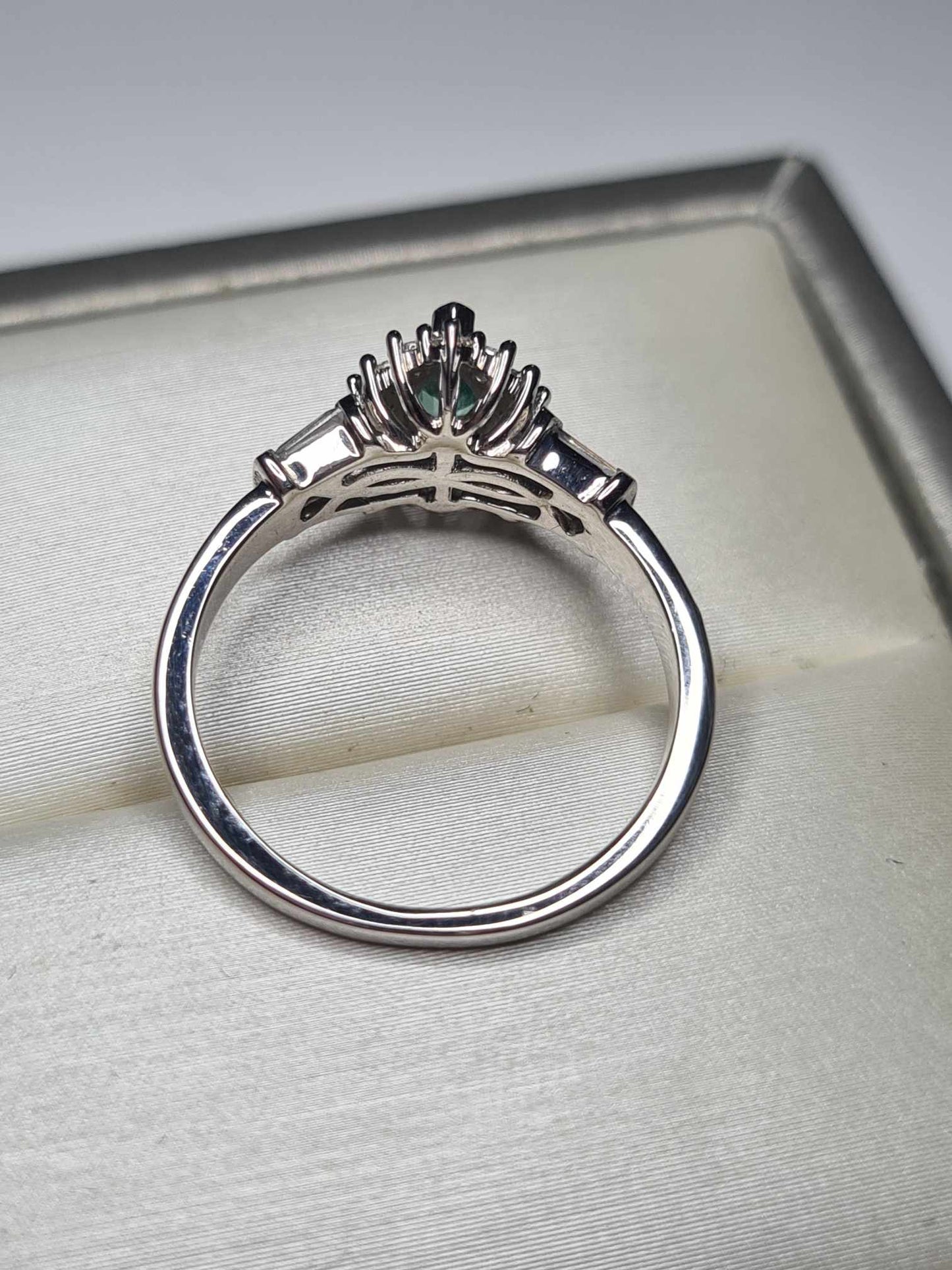 1.03ct AAA Gemfields Emerald and Natural Zircon Ring in Platinum Overlay Sterling Silver SIZES L, R