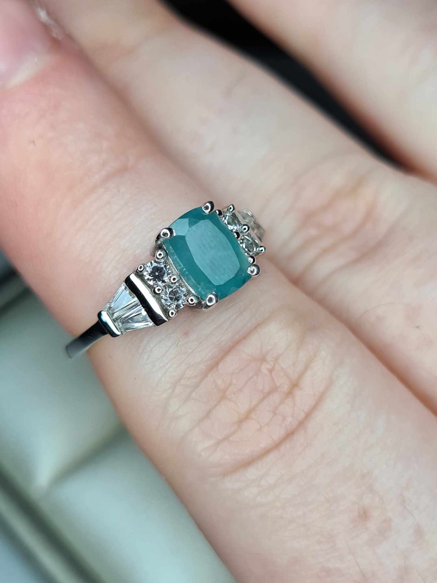 1.52ct Grandidierite and Natural Zircon Ring in Platinum Overlay 925 Sterling Silver SIZE J