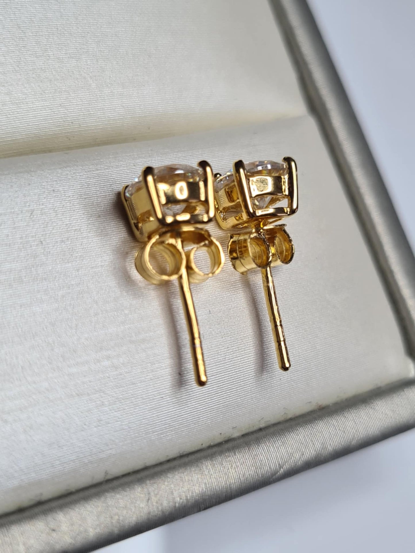 1.50ct Moissanite Solitaire stud Earring 18k Gold Overlay 925 Sterling Silver