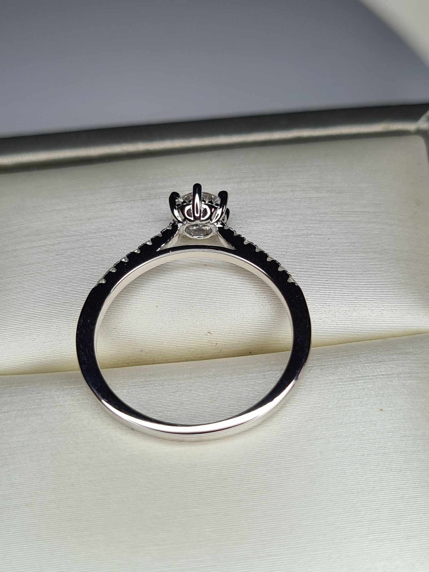 0.42ct Moissanite Engagement ring Rhodium Overlay 925 Sterling Silver