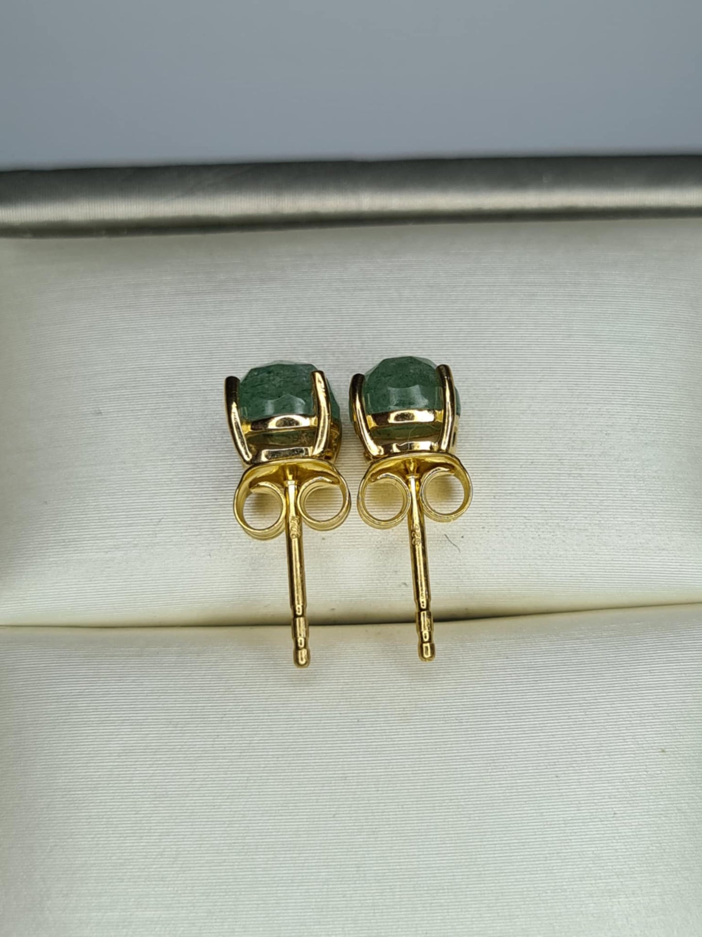 1.93ct Green Quartz Solitaire Stud Earrings in 9K Gold Overlay 925 Sterling Silver