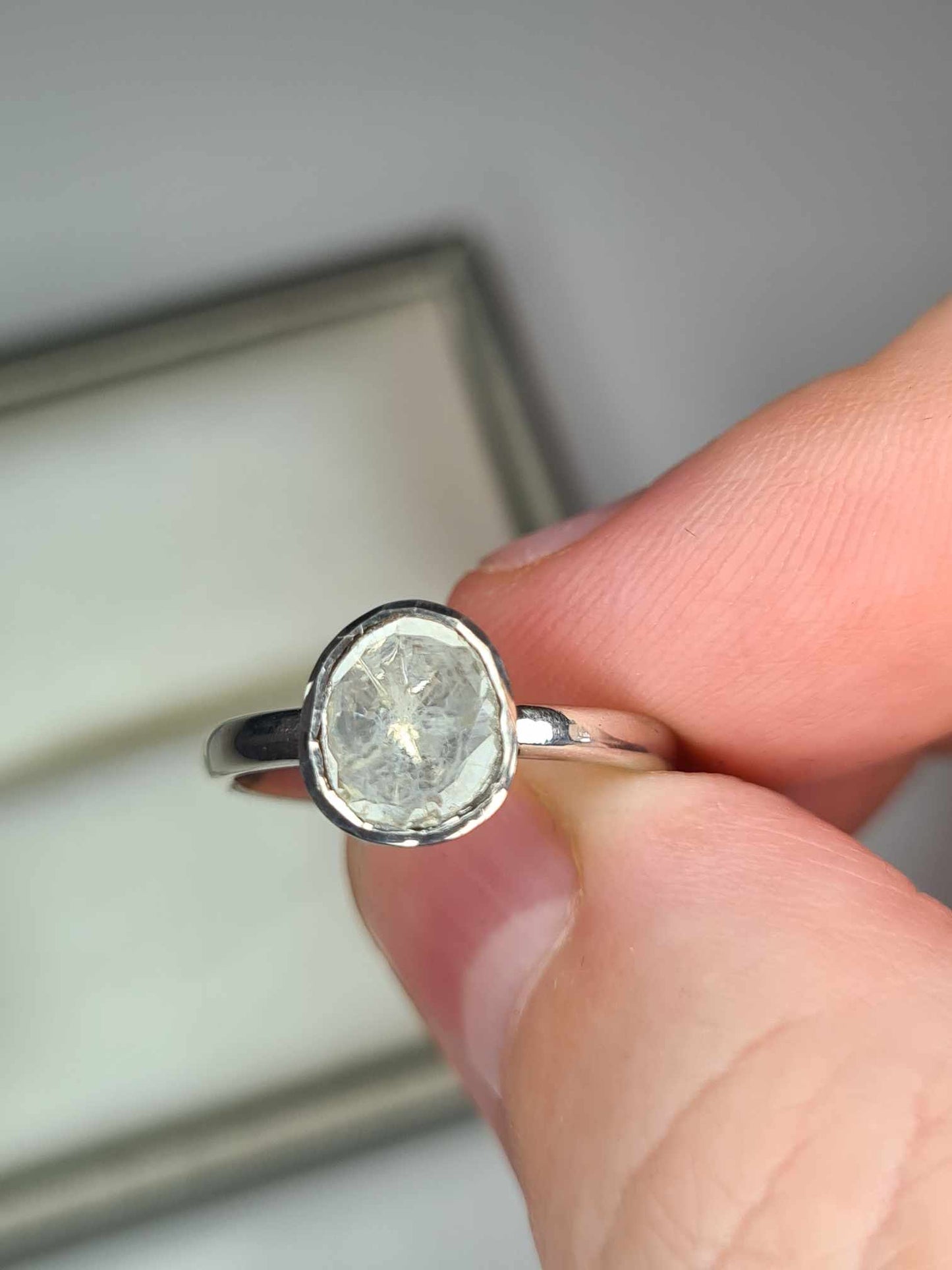 0.25ct Polki Diamond Solitaire Ring in Platinum Overlay 925 Sterling Silver SIZE J