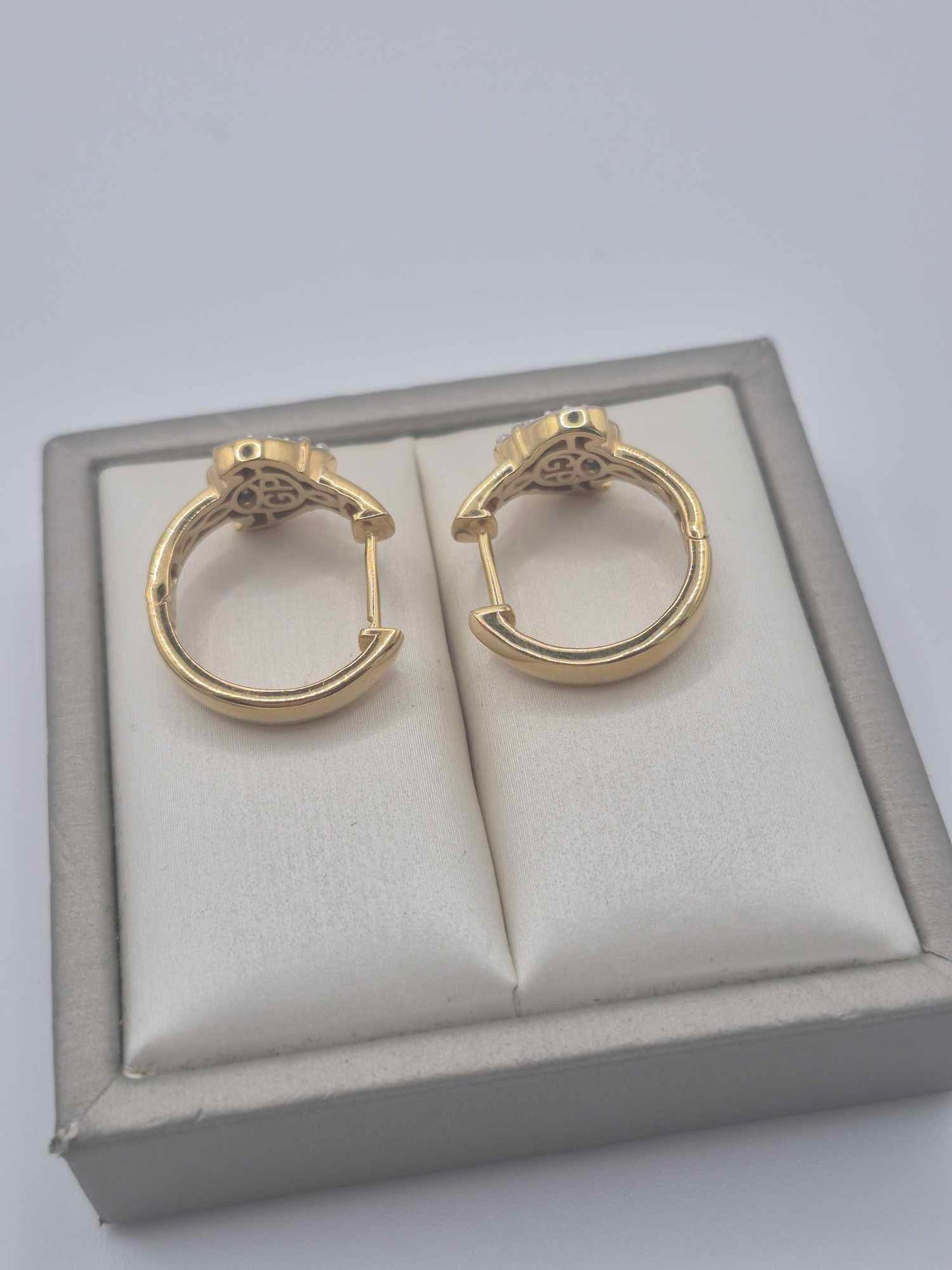 Small Moissanite Lady Bug Hoop Earring in 18K Gold Overlay 925 Sterling Silver