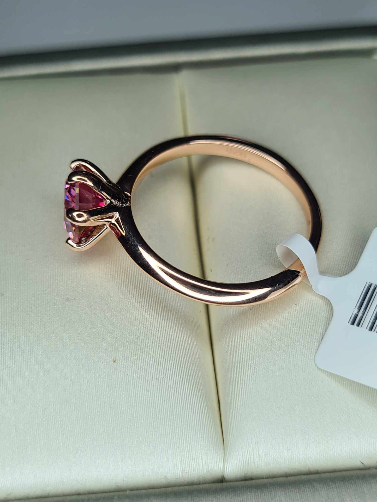 1.50 Ct. Pink Moissanite Solitaire Ring in 18K Rose Gold 925 sterling silver
