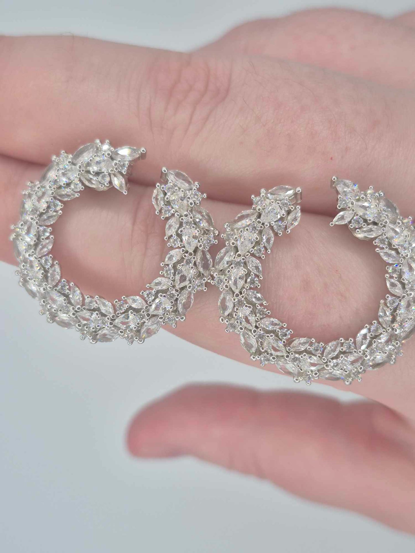 11.220ct. Cubic Zirconia Hoop Earrings in Rhodium Overlay 925 Sterling Silver