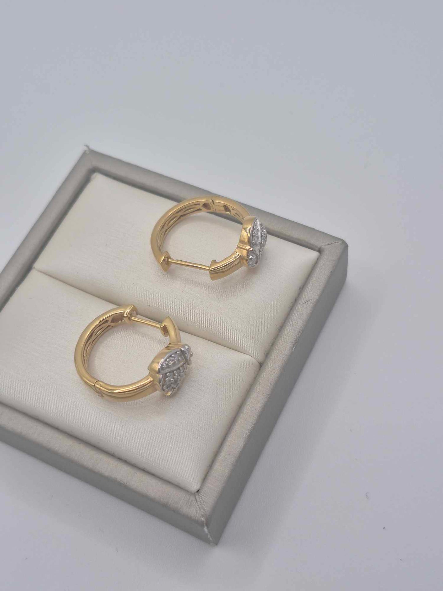 Small Moissanite Lady Bug Hoop Earring in 18K Gold Overlay 925 Sterling Silver