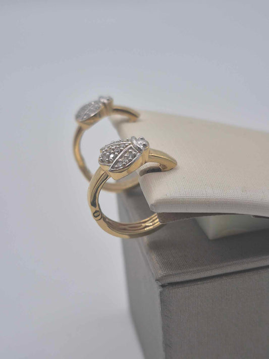 Small Moissanite Lady Bug Hoop Earring in 18K Gold Overlay 925 Sterling Silver