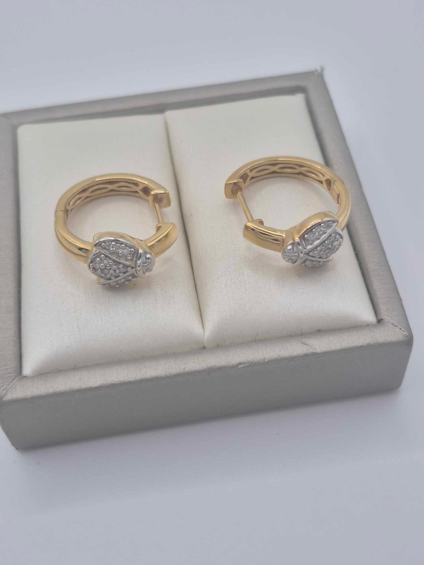 Small Moissanite Lady Bug Hoop Earring in 18K Gold Overlay 925 Sterling Silver