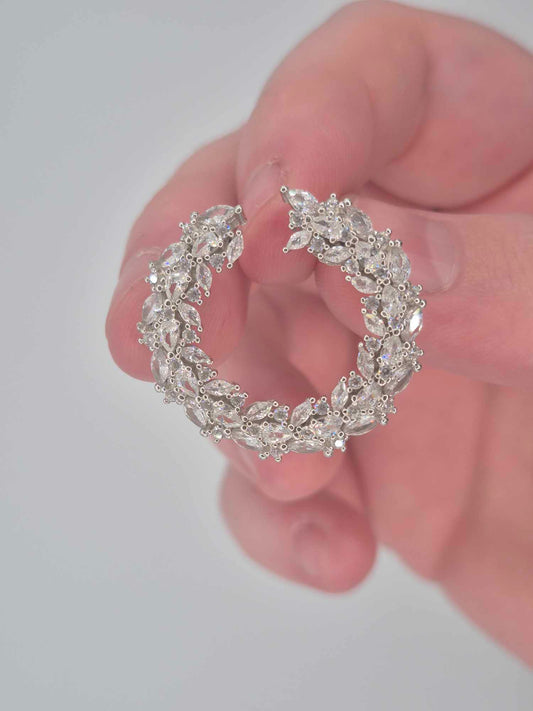 11.220ct. Cubic Zirconia Hoop Earrings in Rhodium Overlay 925 Sterling Silver